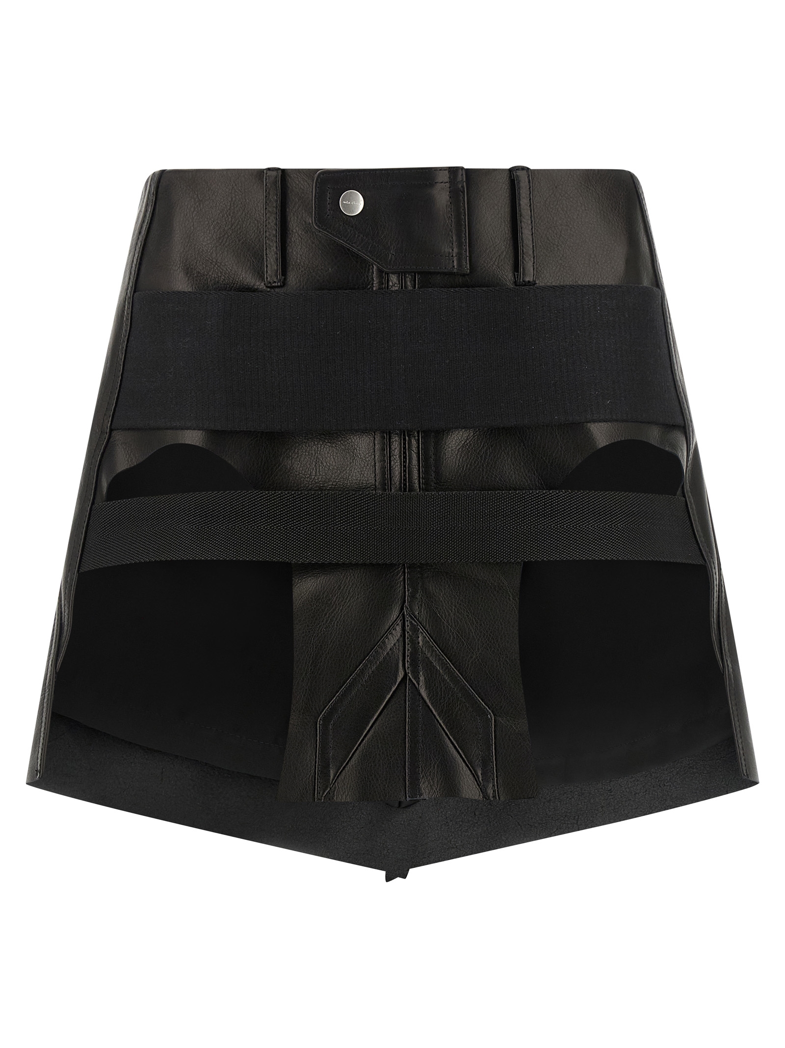 Black Calfskin Long Skirt