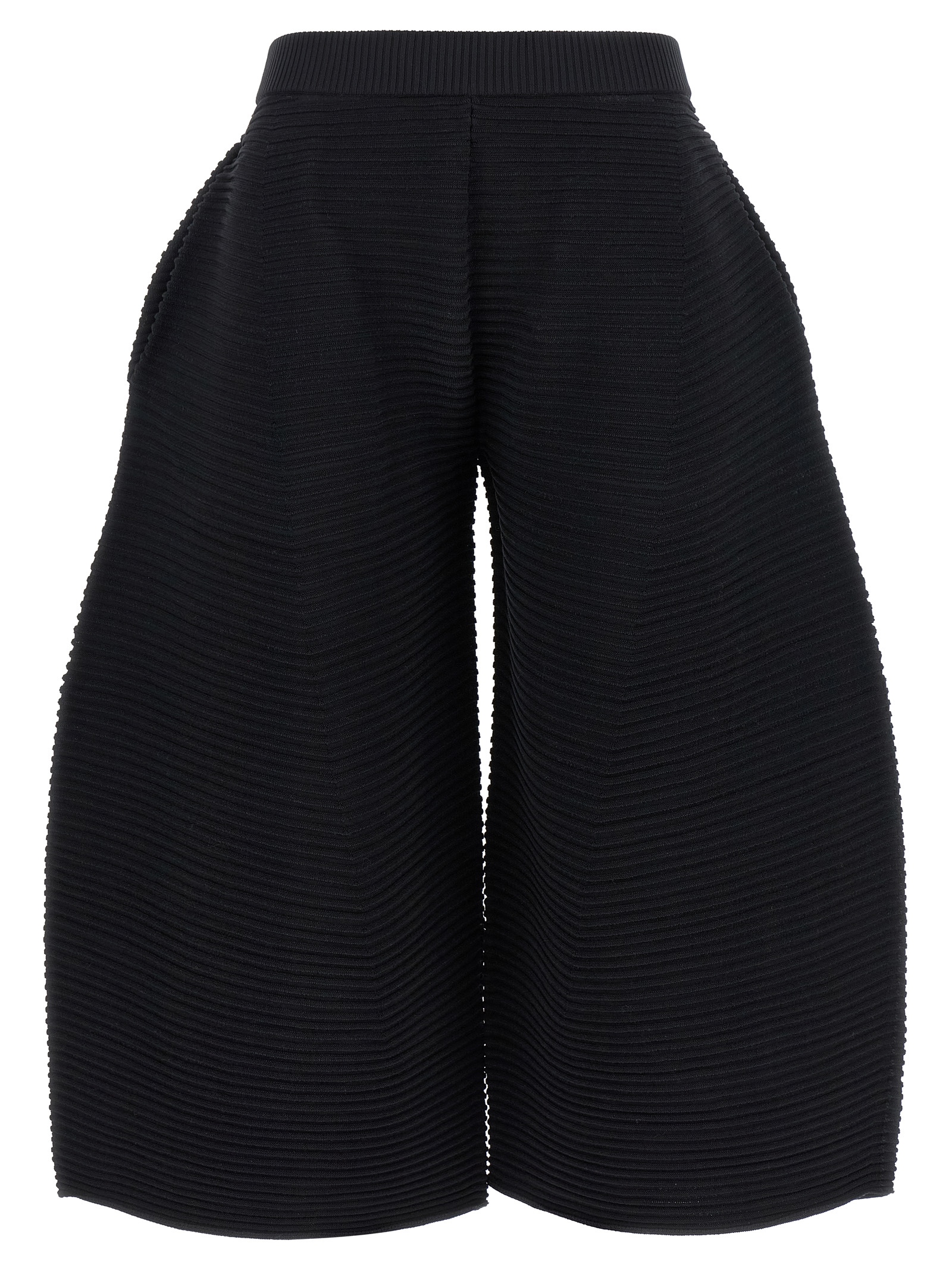 Black Polyester Cropped Pants