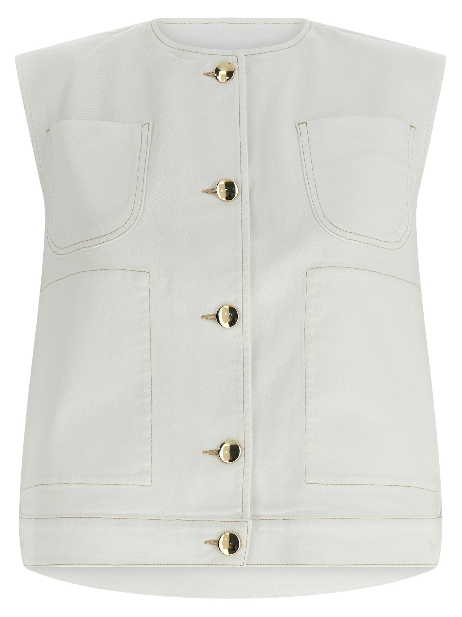 White Cotton Sleeveless Jacket