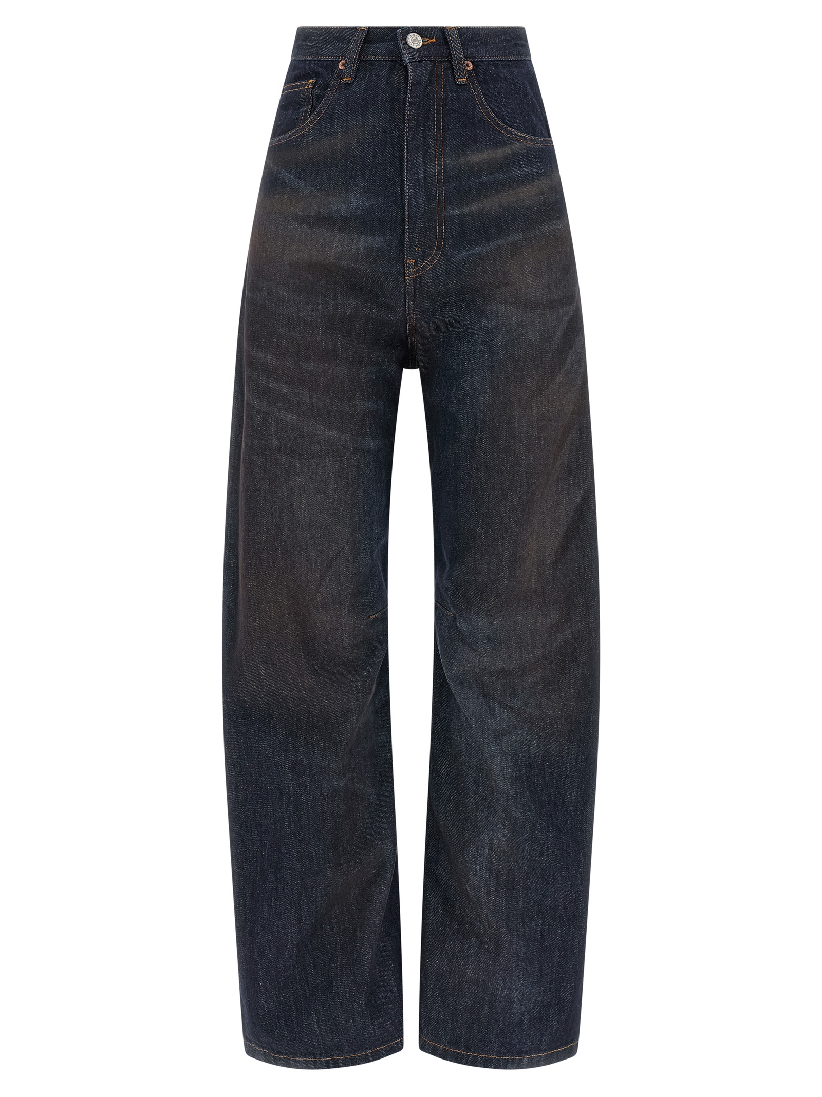 Blue Cotton High-Waisted Jean