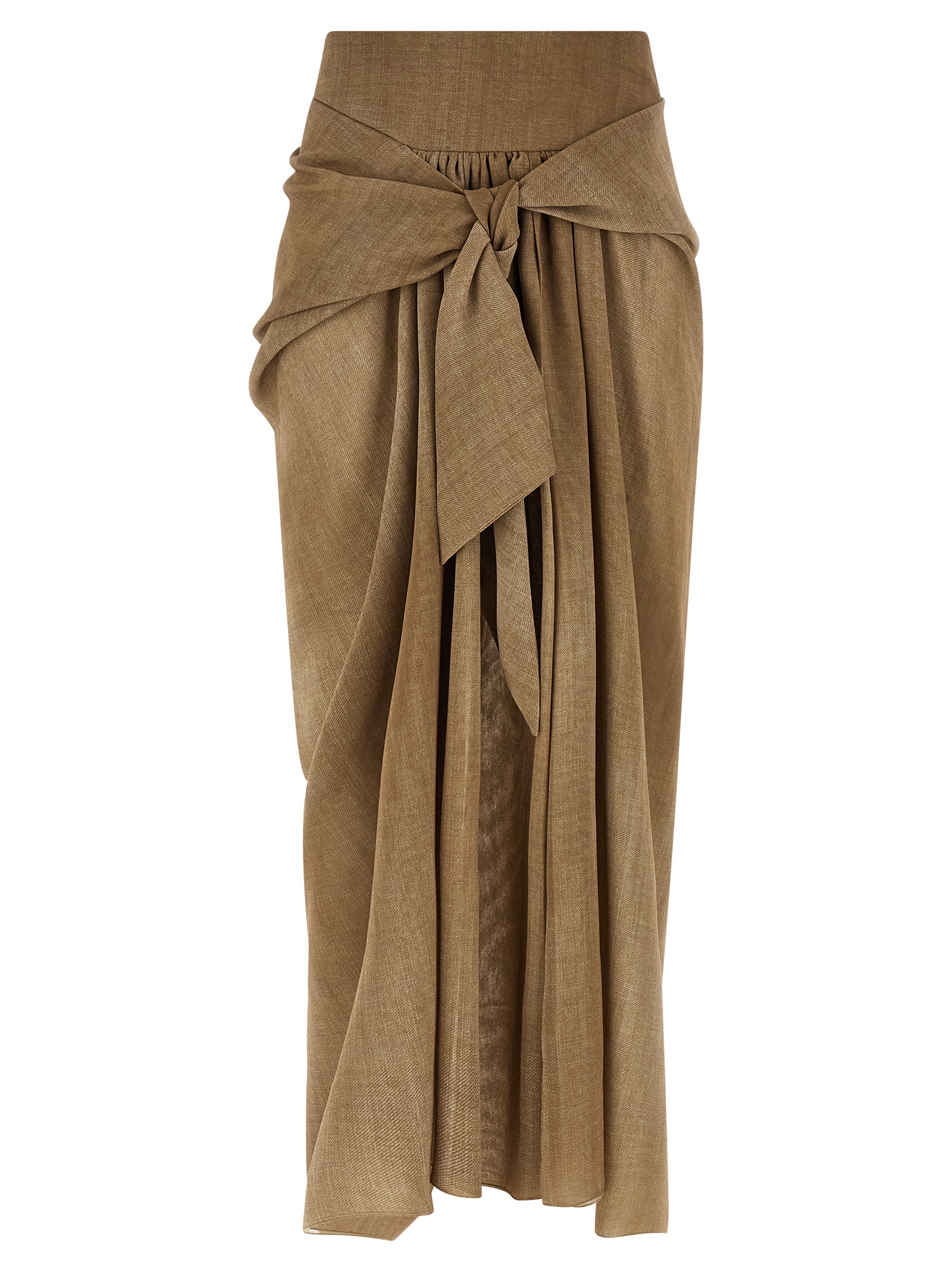 Beige Polyester Mini Skirt
