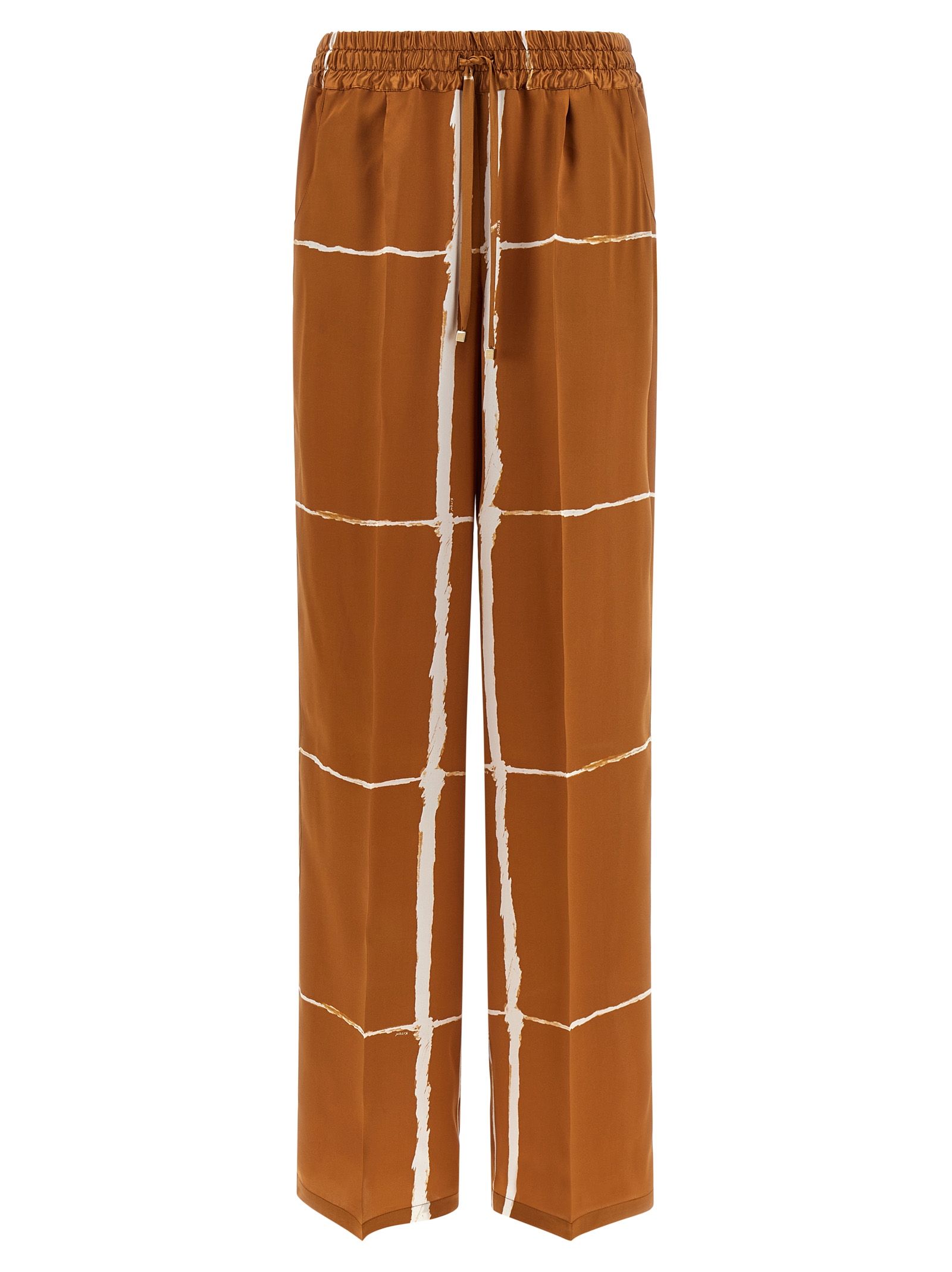 Brown Silk Casual Pants