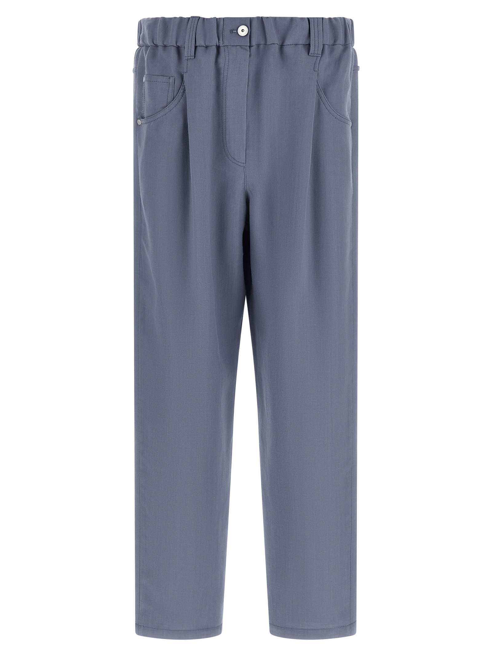 Blue Viscose Casual Pants