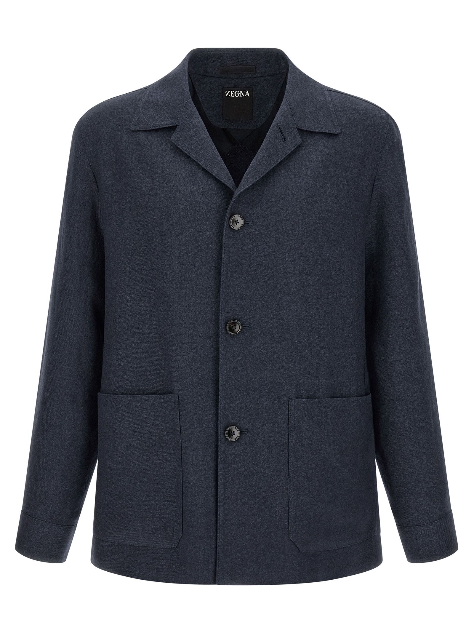 Blue Linen Full-Length Jacket