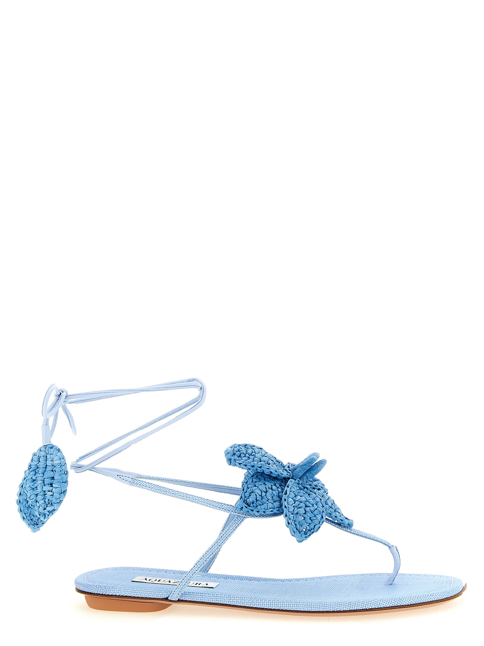 Blue Viscose Flat Sandals