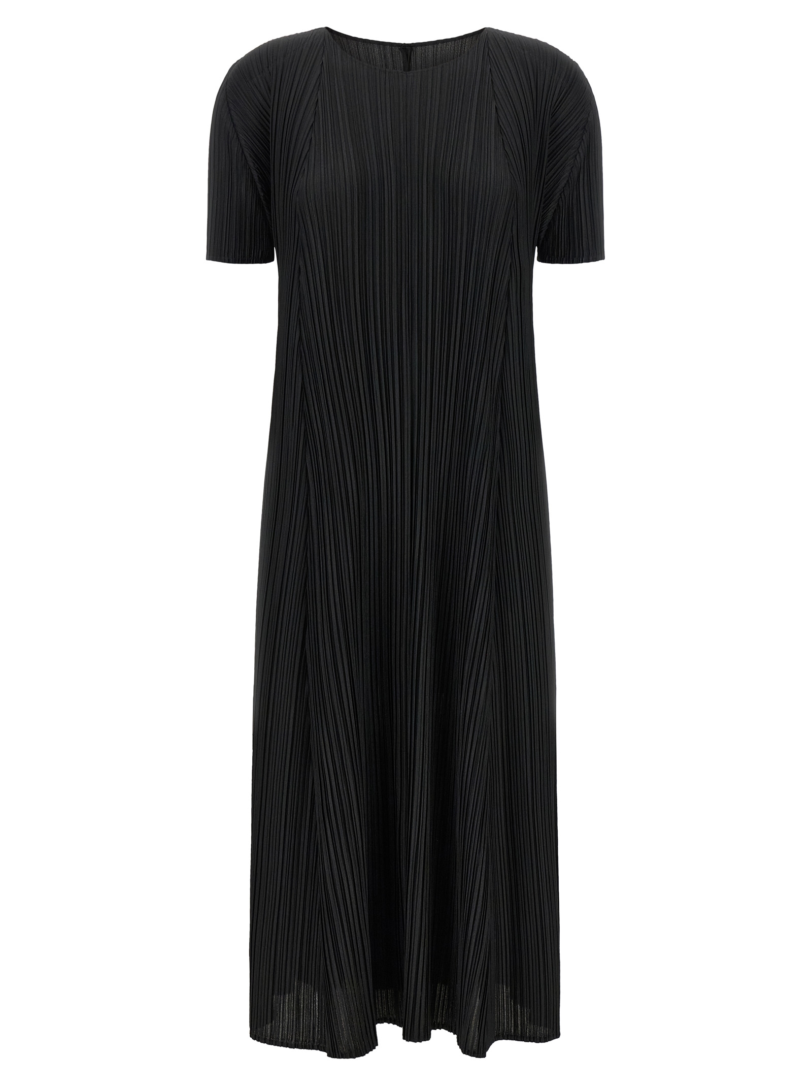 Black Polyester Midi Dress