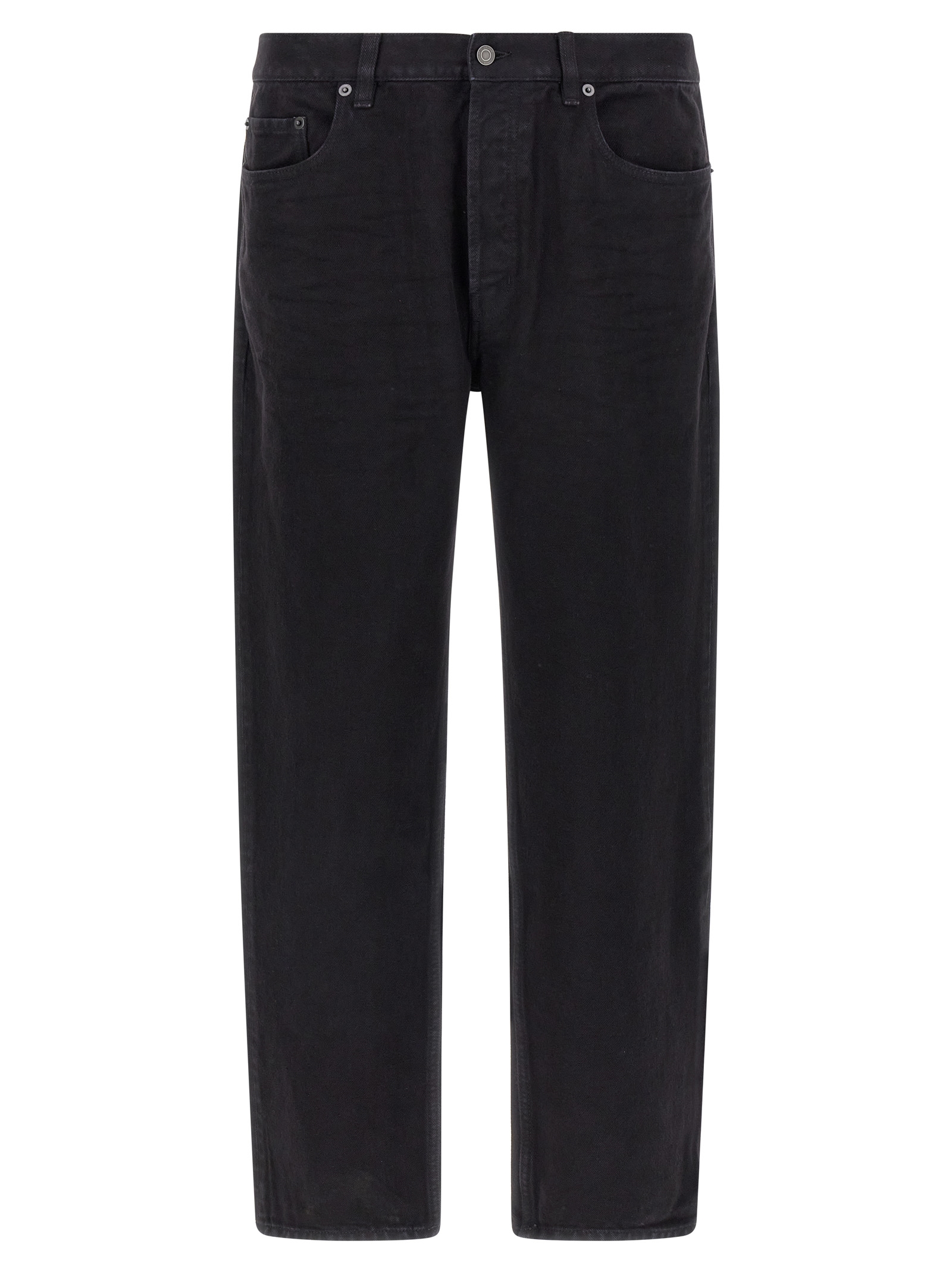 Black Cotton Straight-Leg Jeans