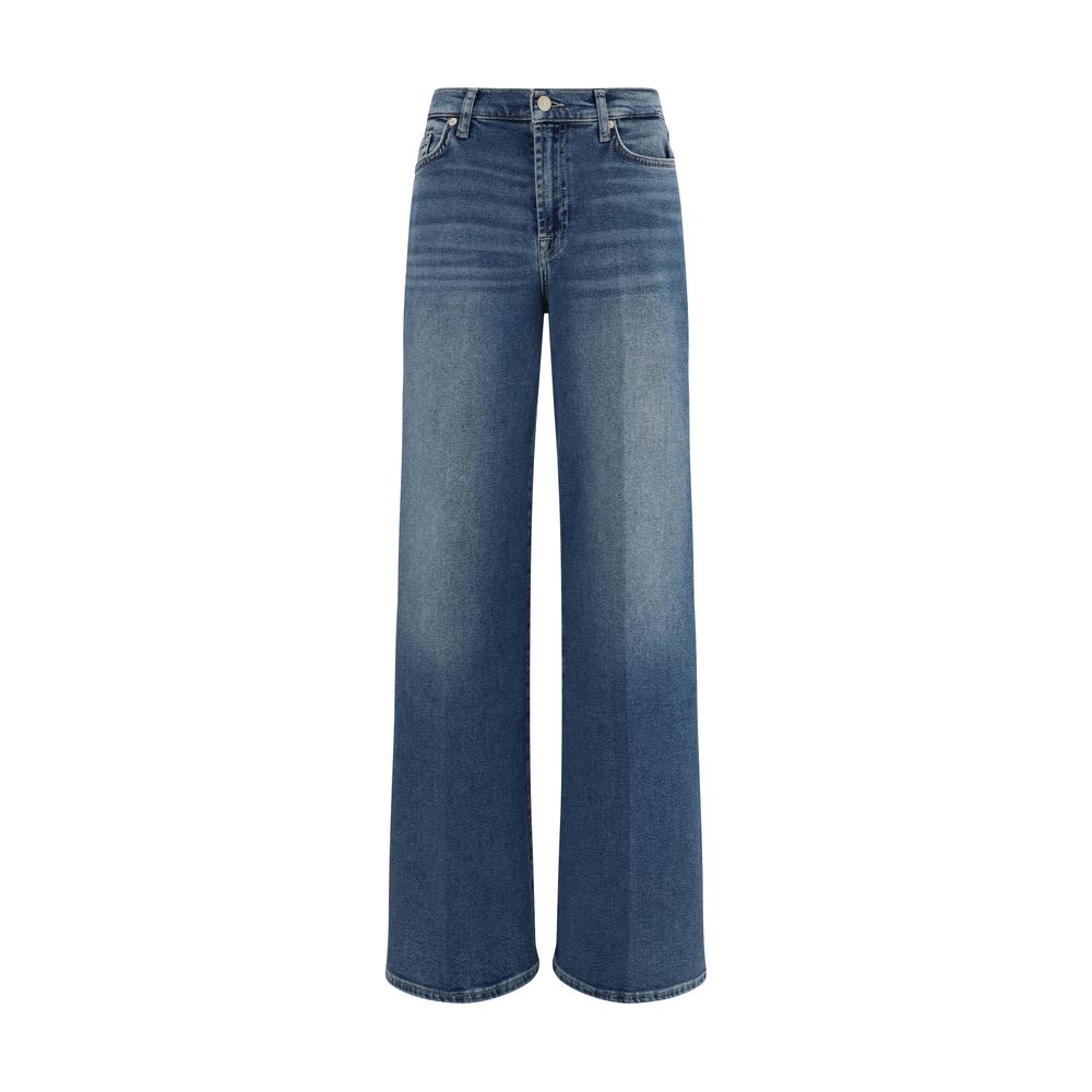 Blue Cotton Flared Jeans