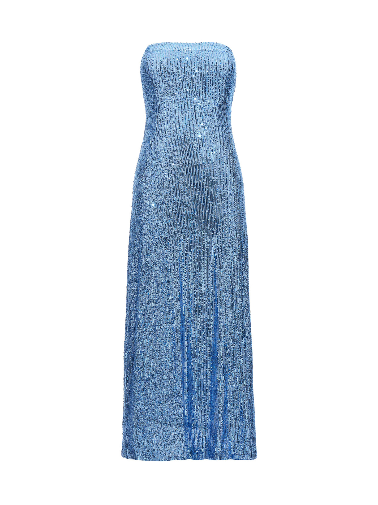 Blue Polyester Long Dress