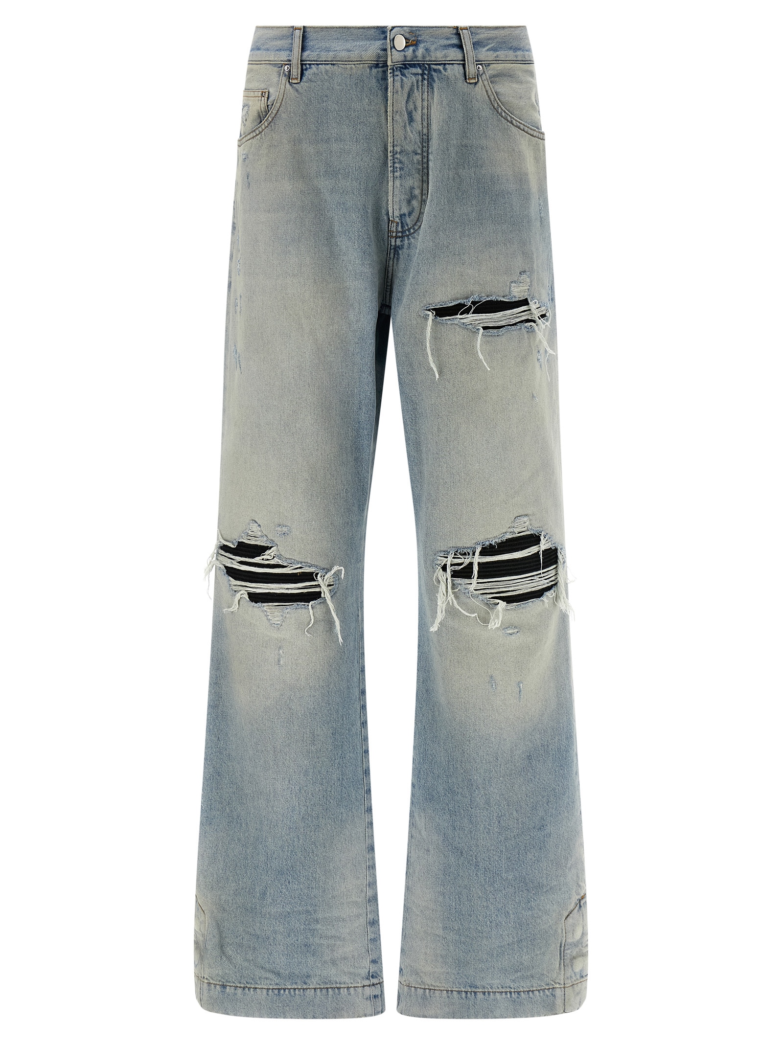 Blue Cotton Flared Jeans