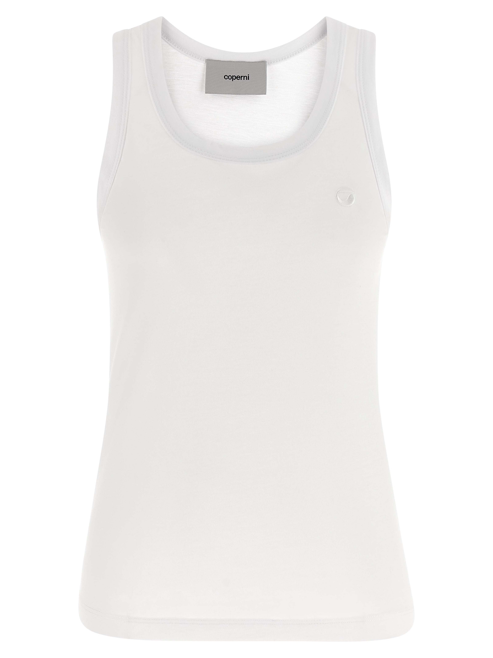 White Cotton Sleeveles T-Shirt