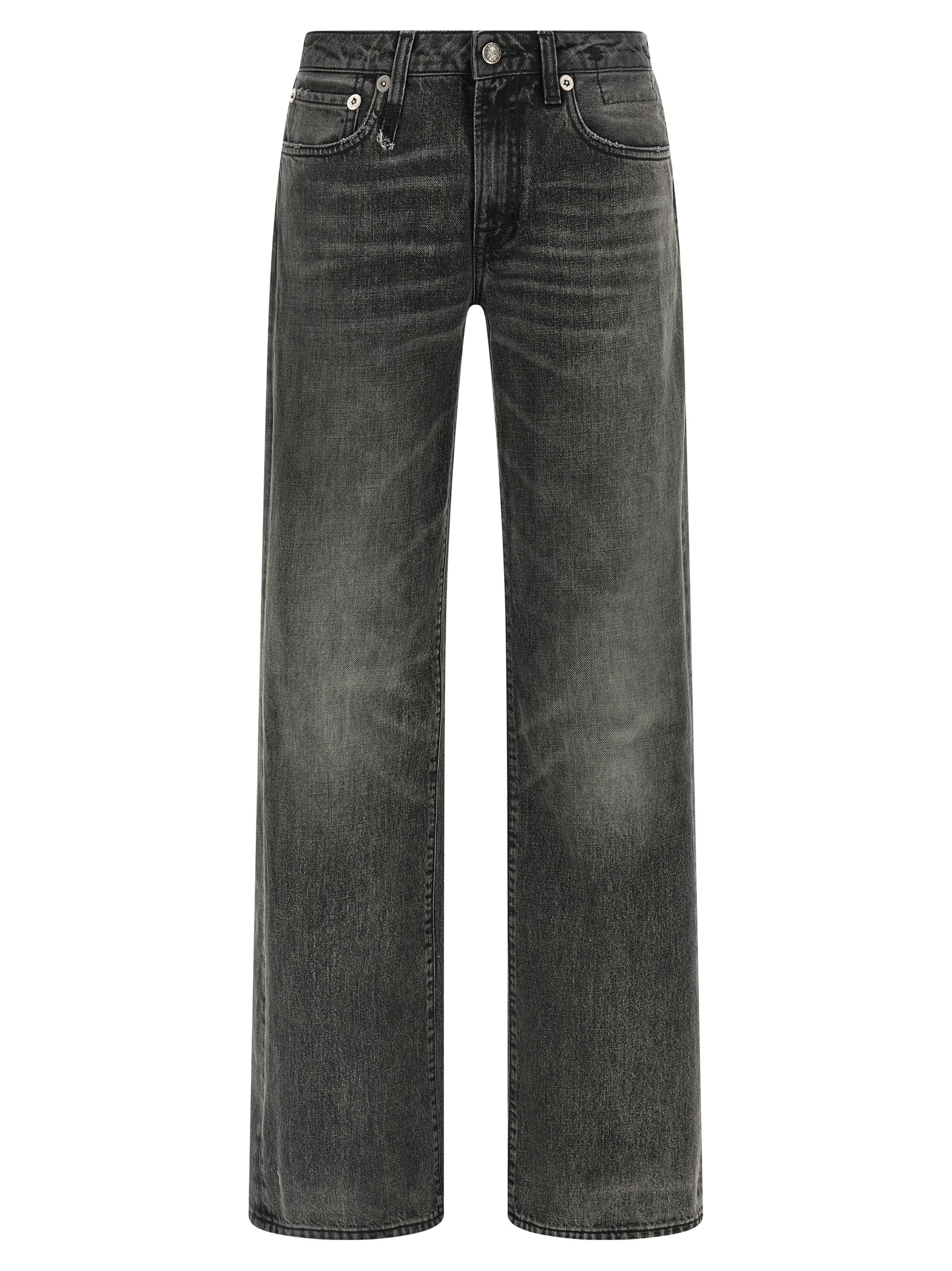 Gray Cotton Straight-Leg Jeans