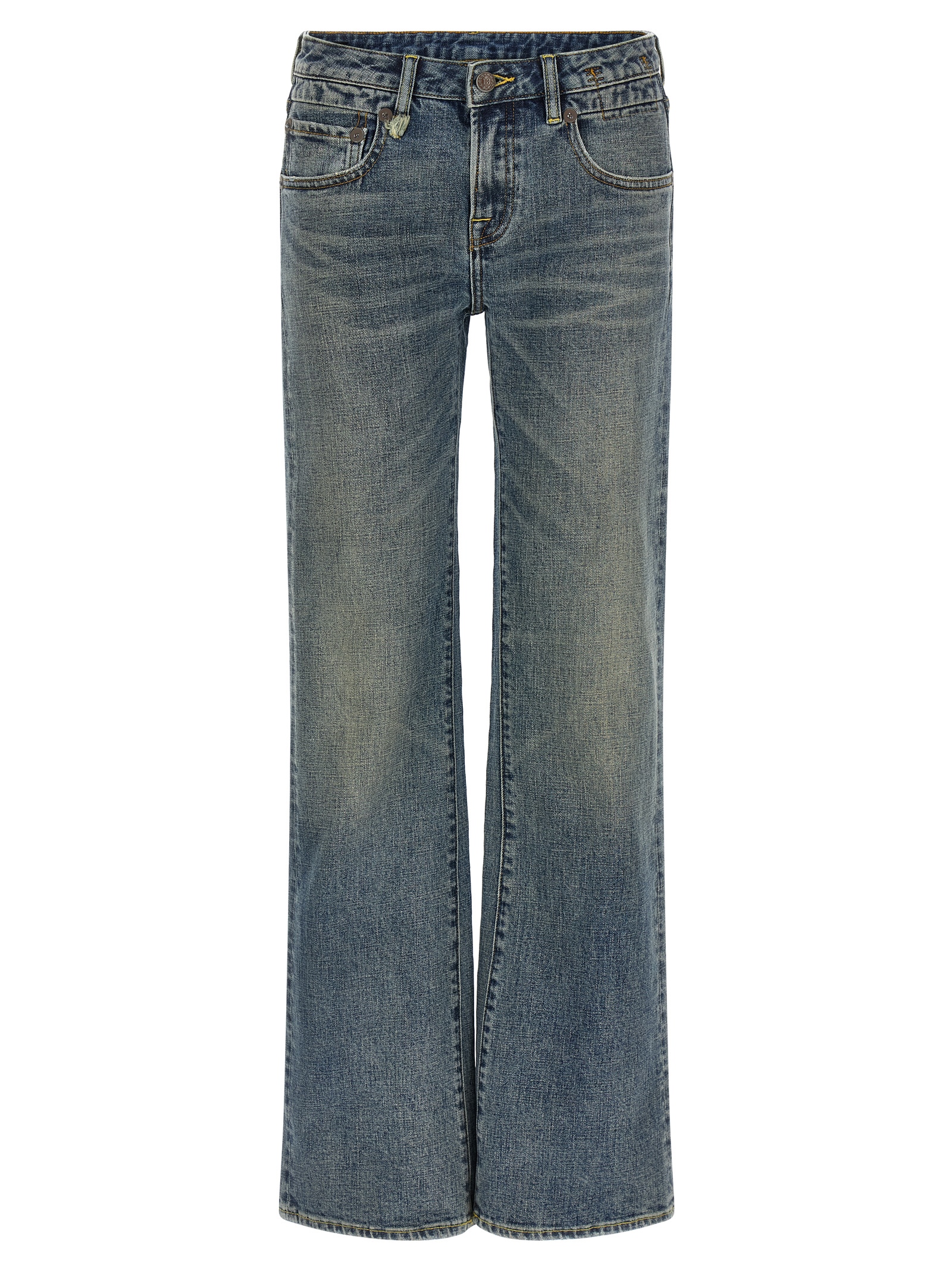 Blue Cotton Flared Jeans