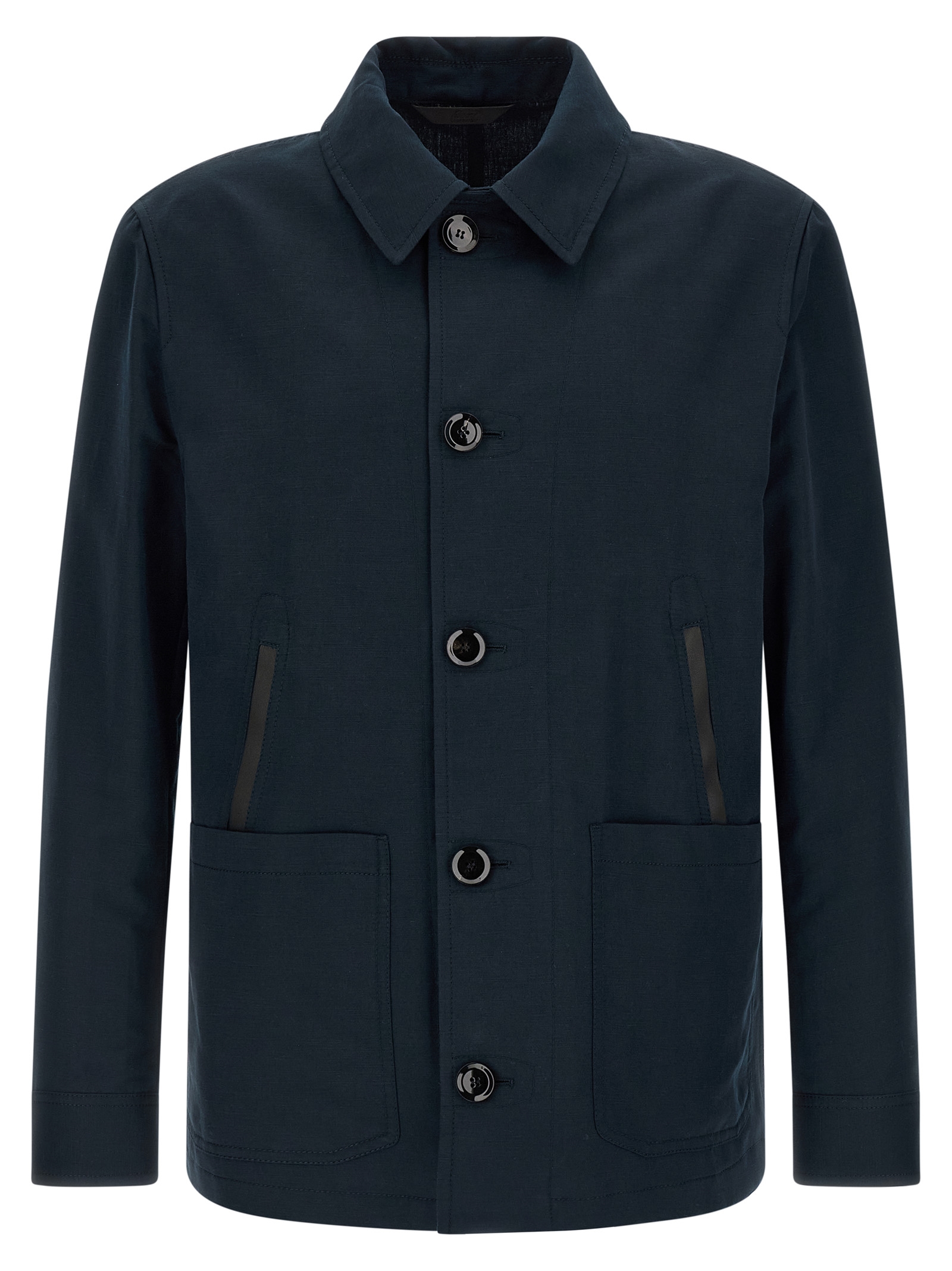 Blue Linen Full-Length Jacket