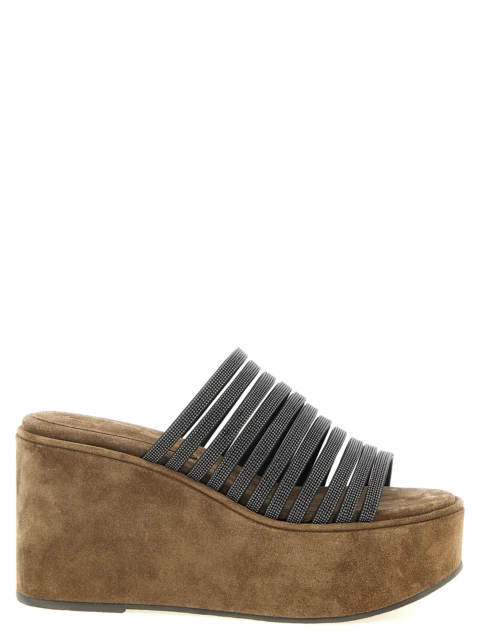 Brown Lamb Leather Wedge Sandals