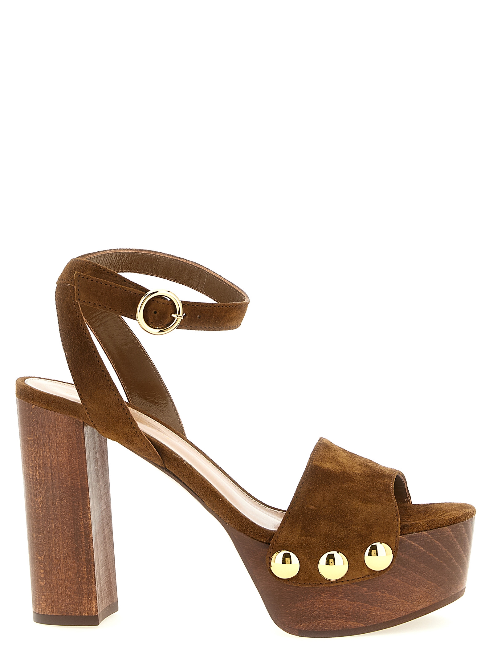 Brown Suede Leather Stiletto Heel Sandals