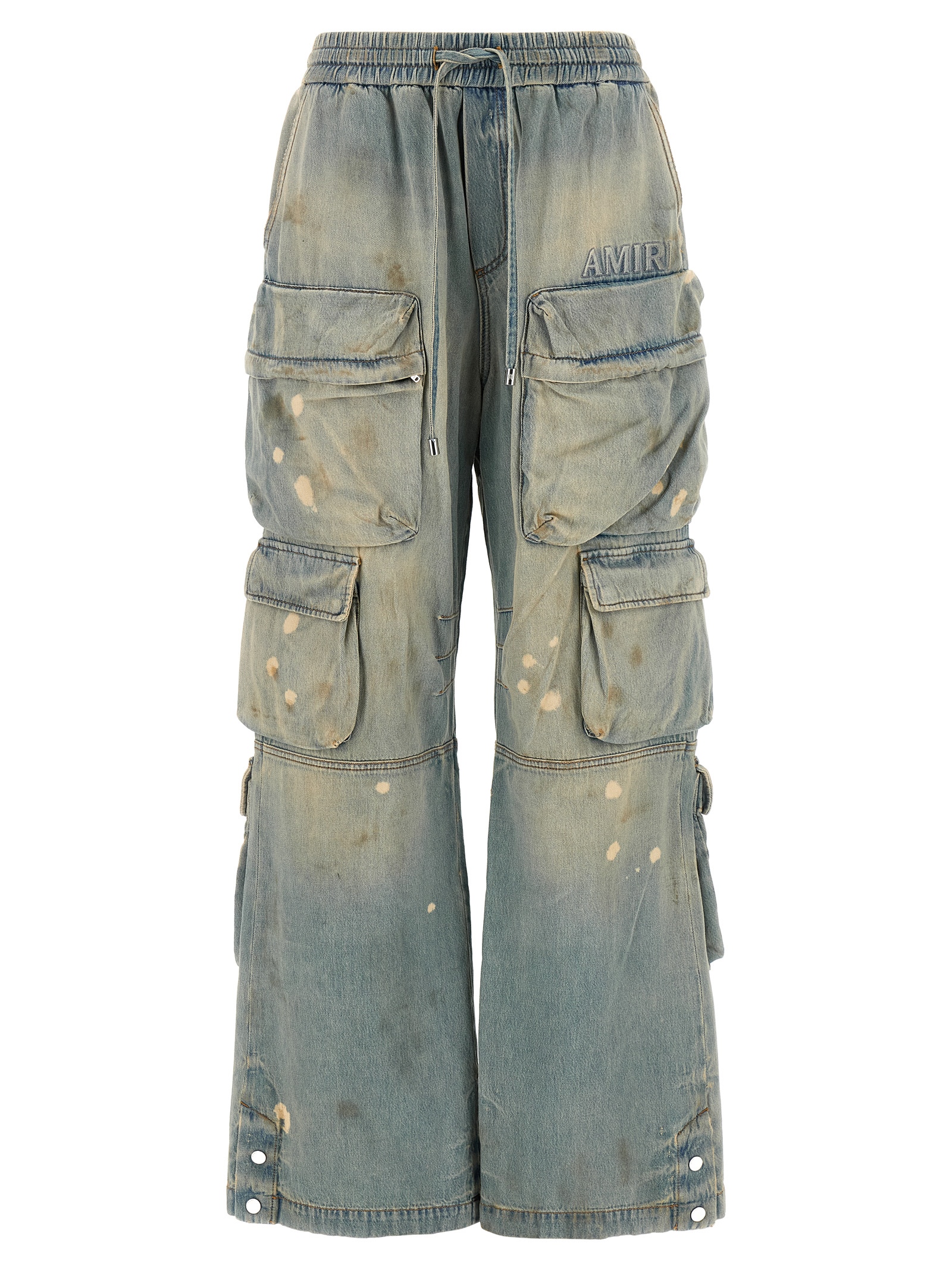 Blue Cotton Flared Jeans