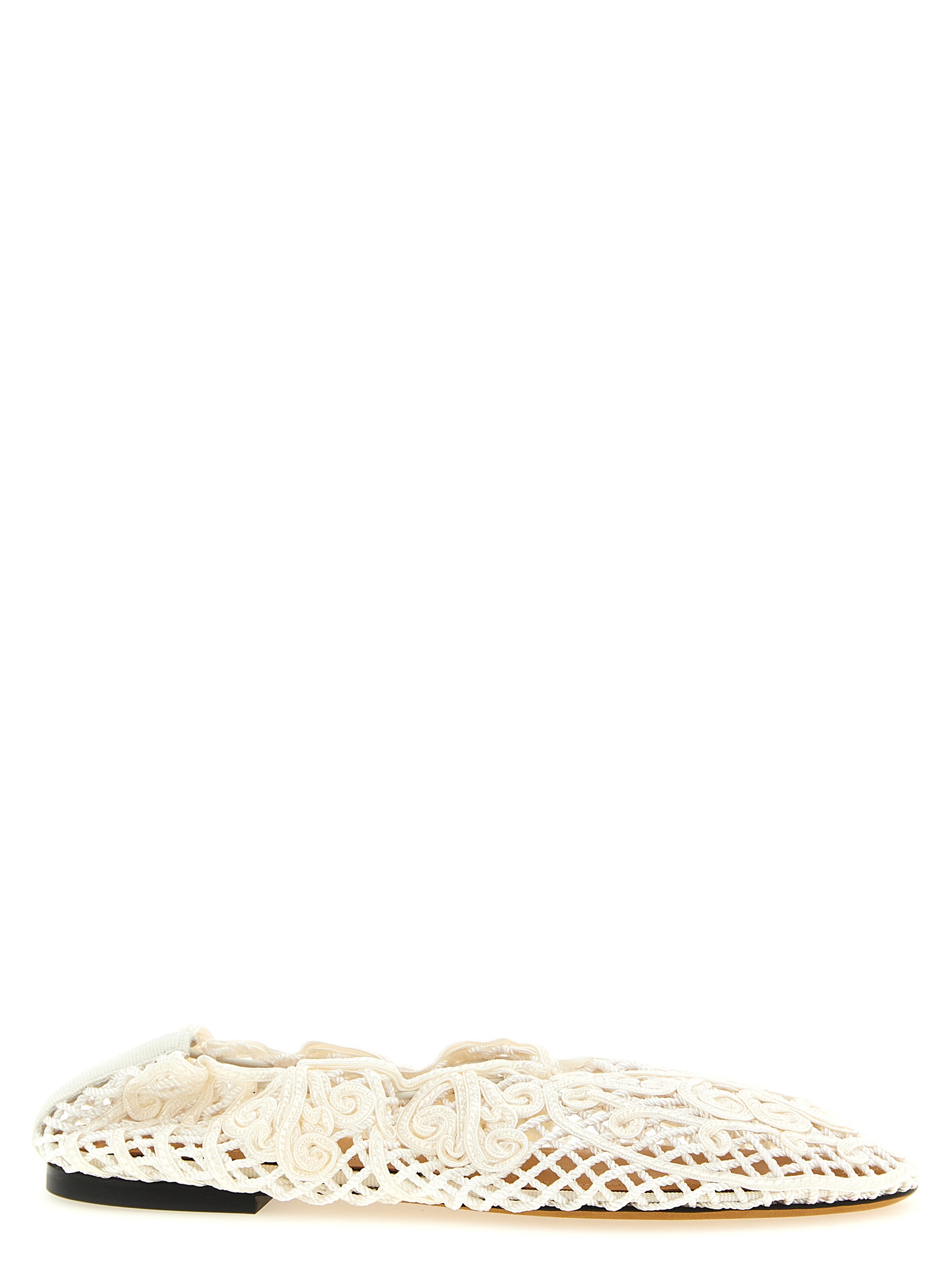 White Polyester Ballet Flats
