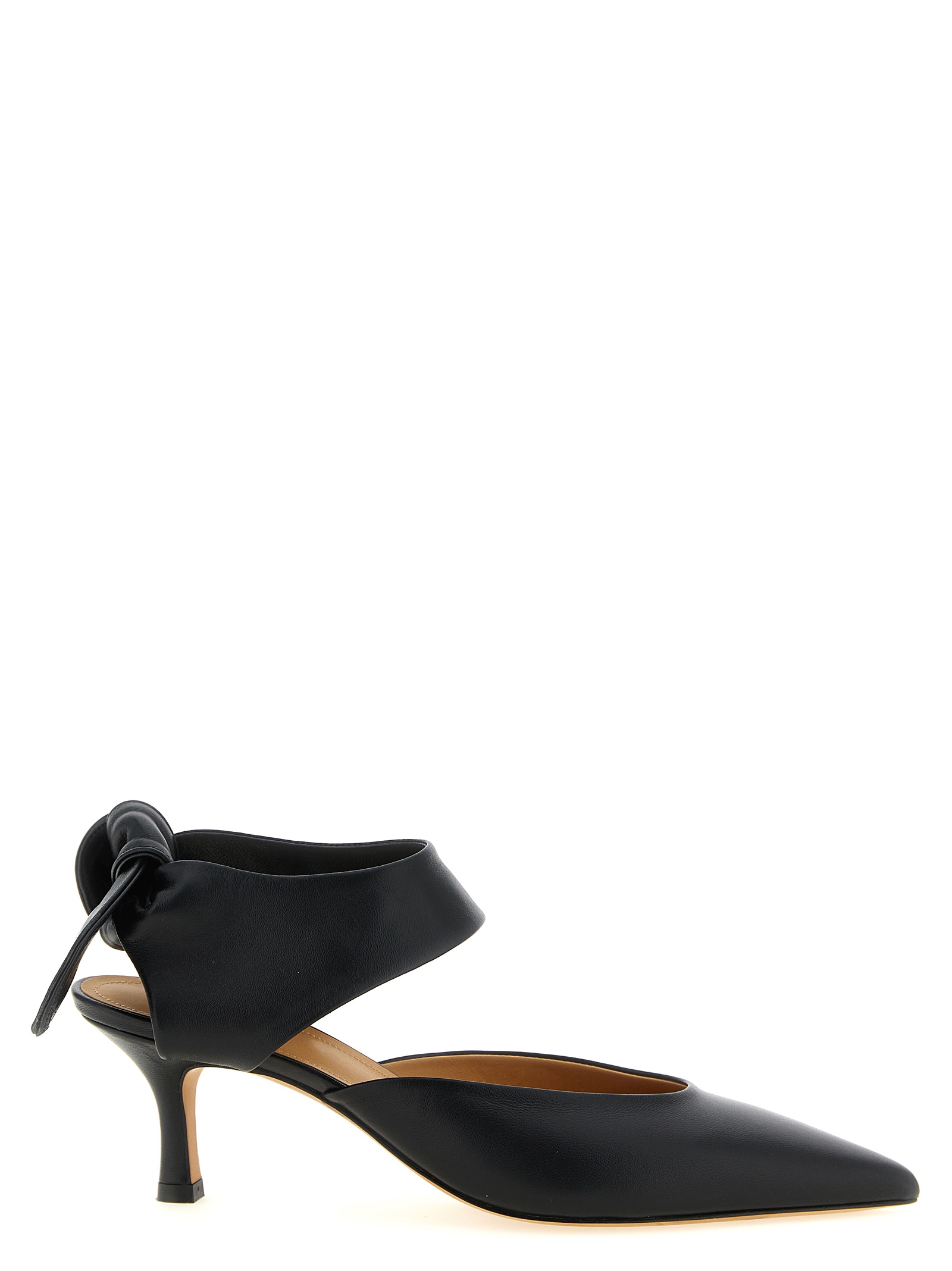 Black Lamb Leather Mid Heel Pumps