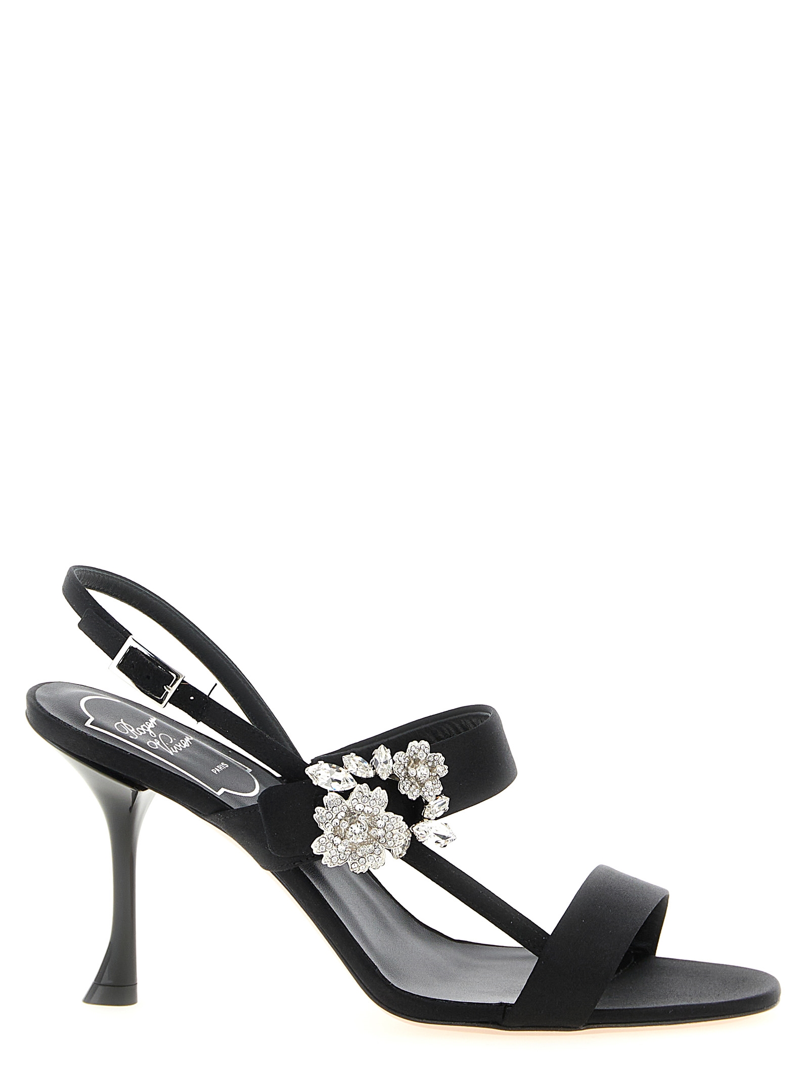Black Viscose Stiletto Heel Sandals
