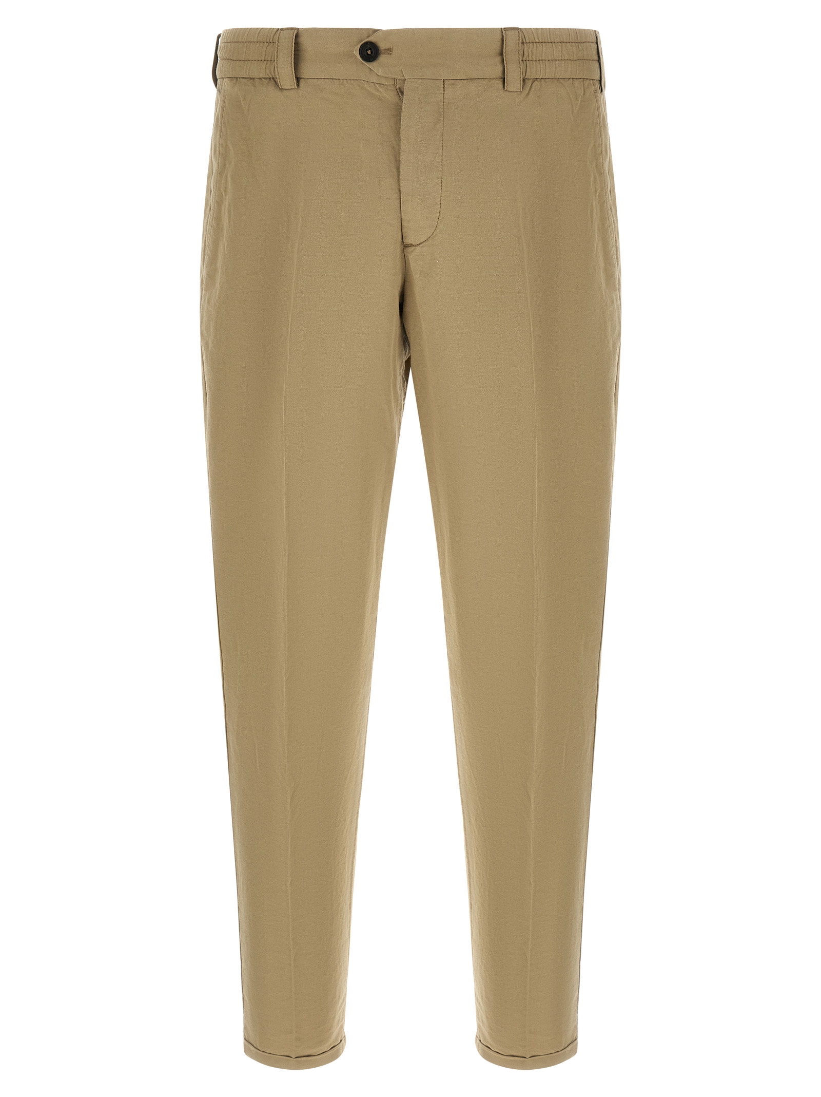 Beige Linen Casual Pants