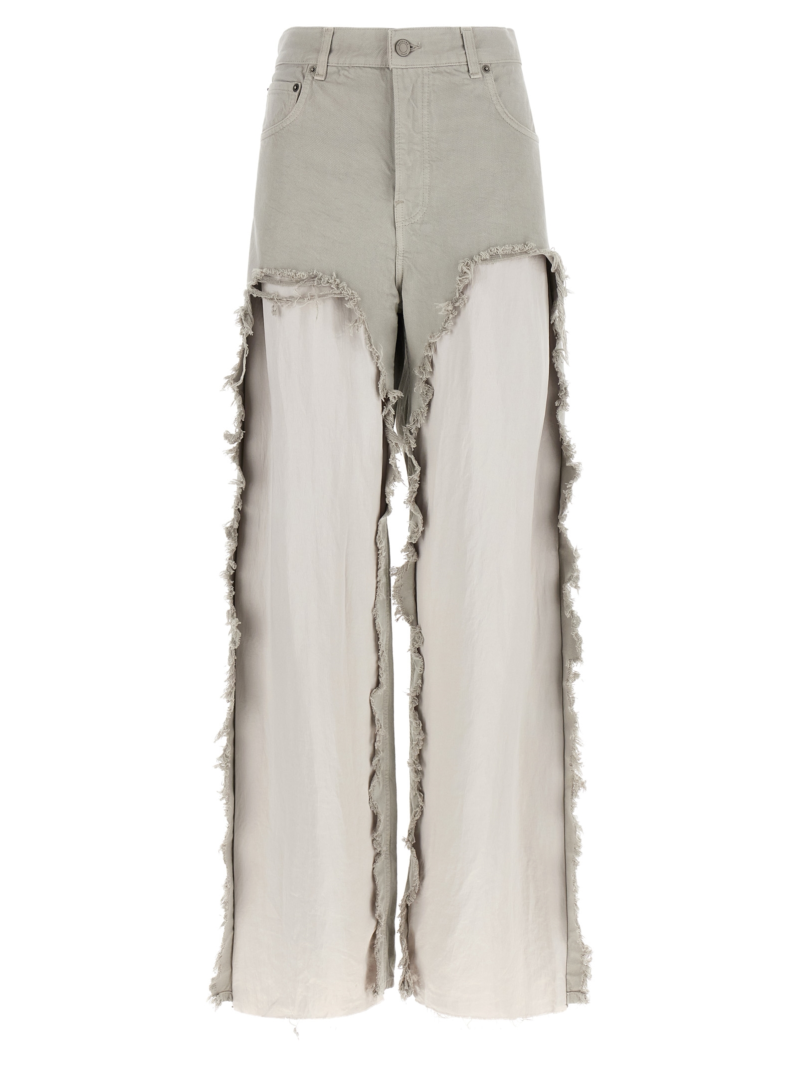 Gray Cotton Flared Jeans