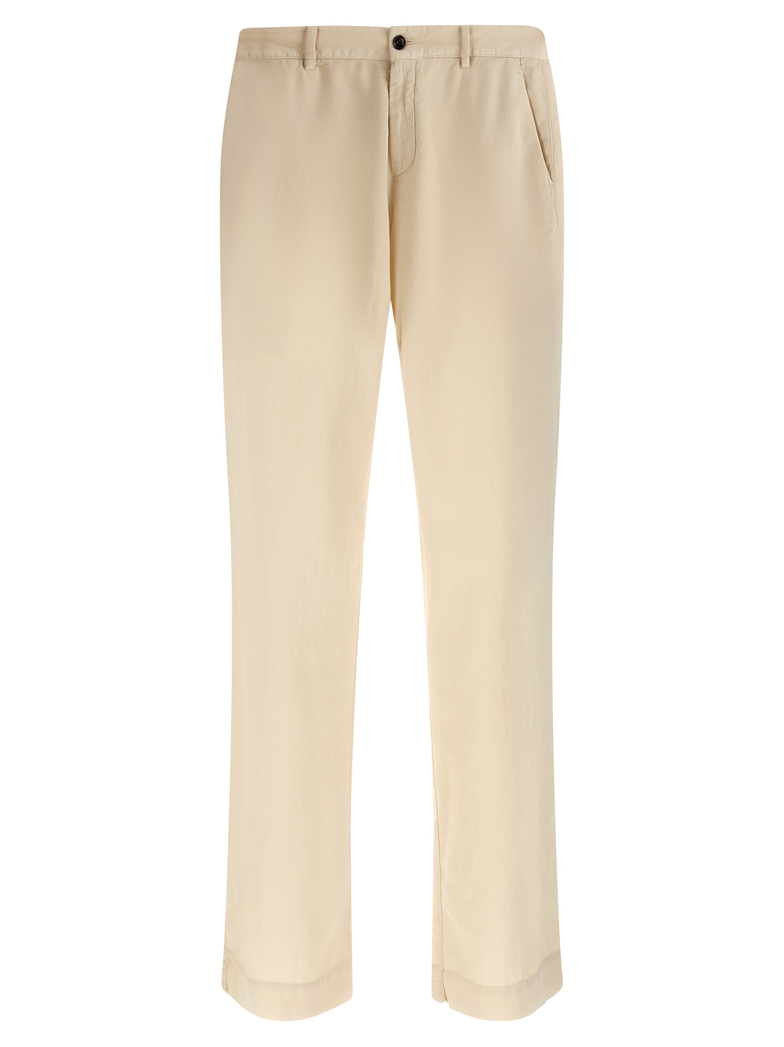 Beige Cotton Casual Pants