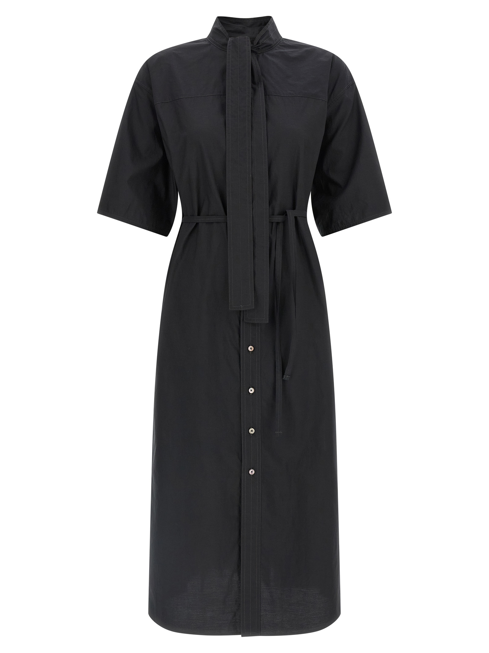 Black Cotton Midi Dress
