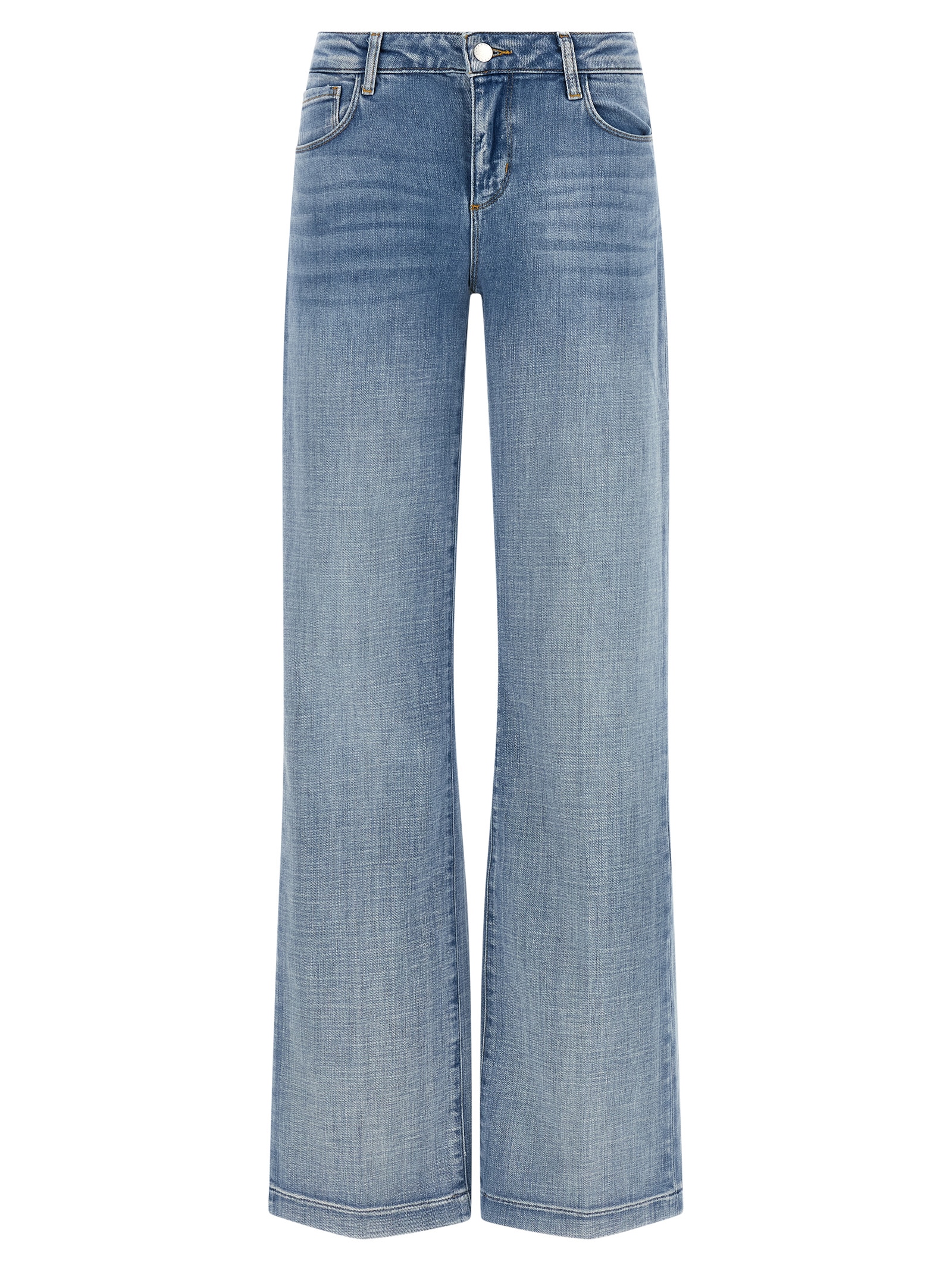 Blue Cotton Straight-Leg Jeans