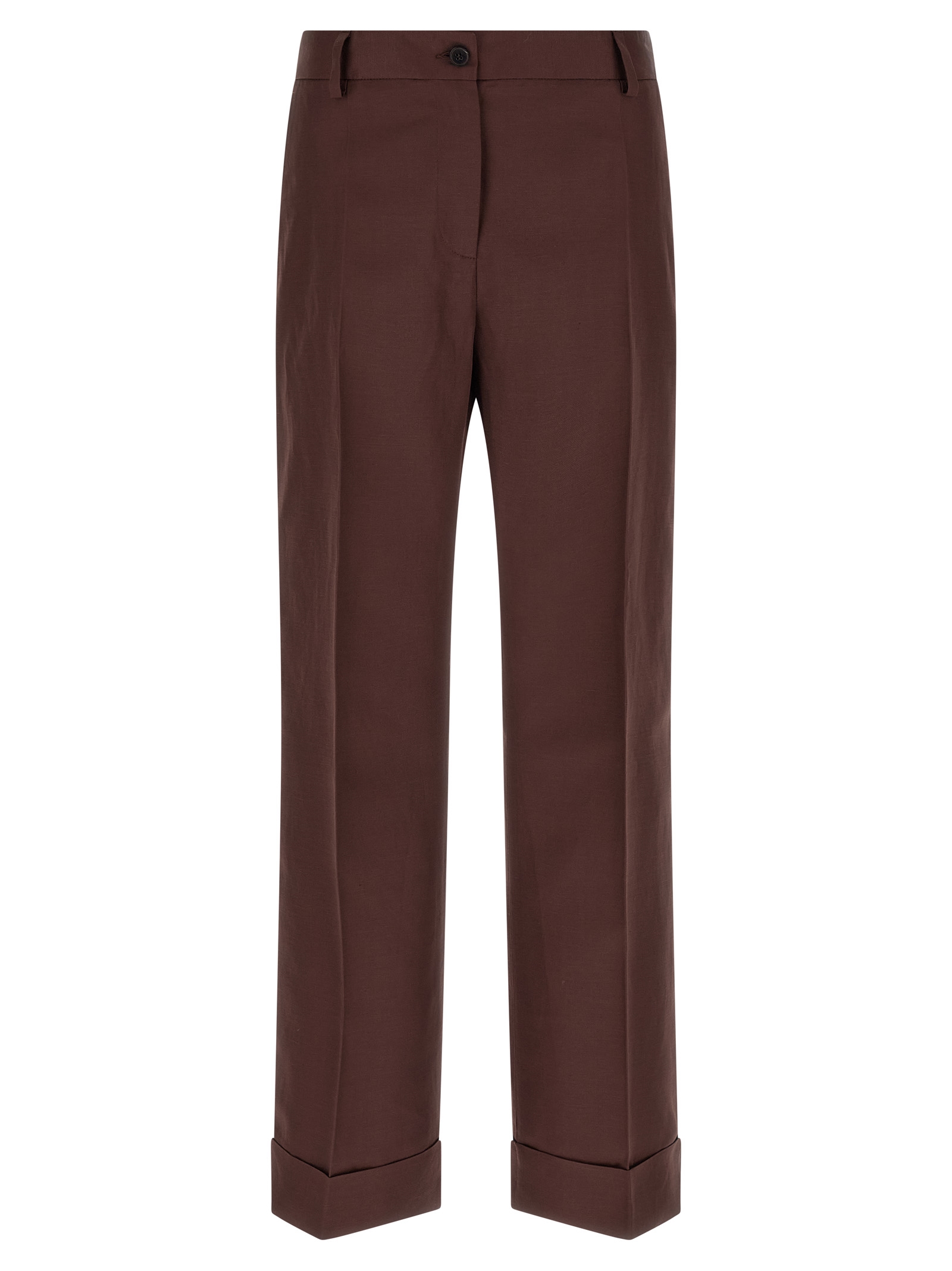 Brown Viscose Casual Pants