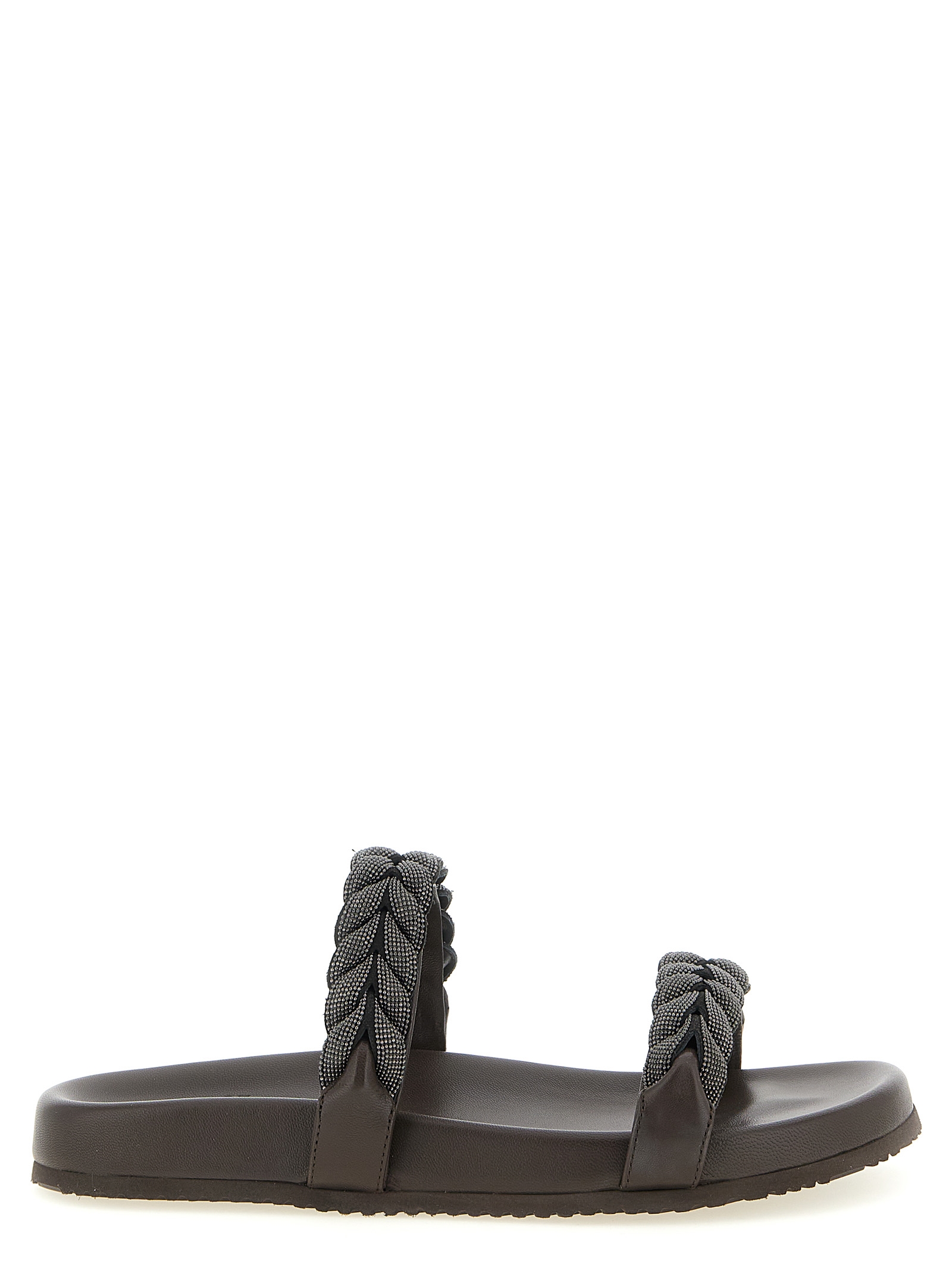 Brown Leather Slides
