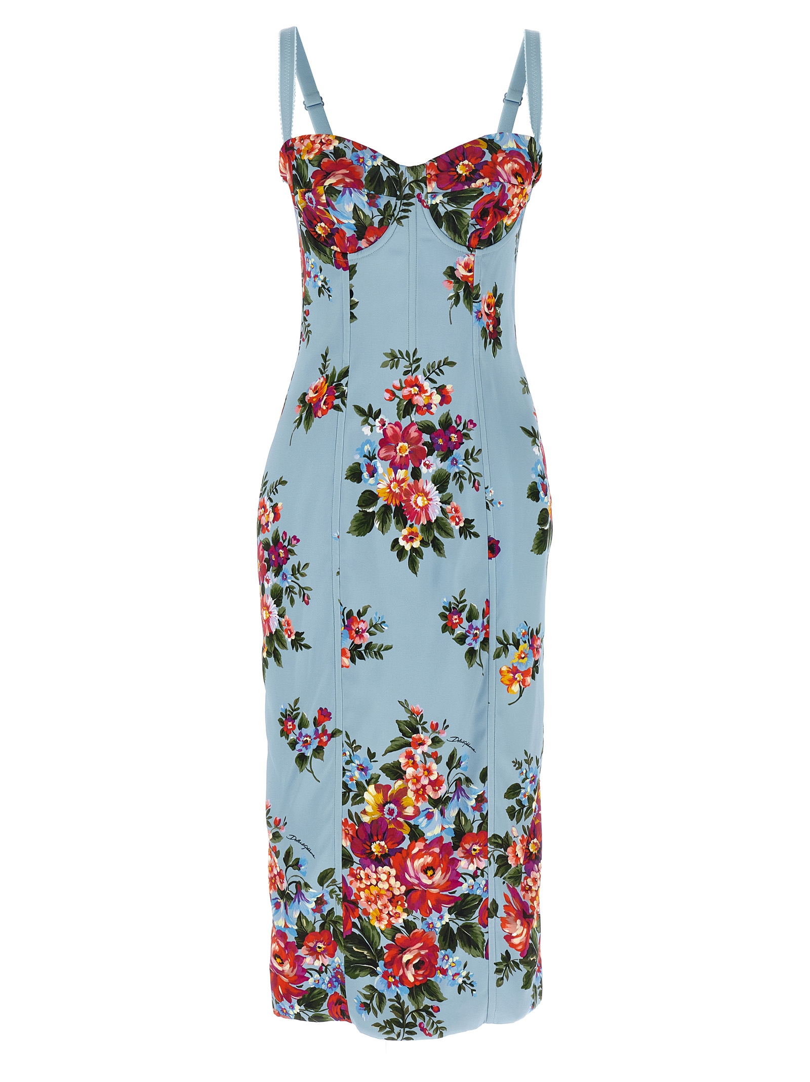 Blue Viscose Midi Dress