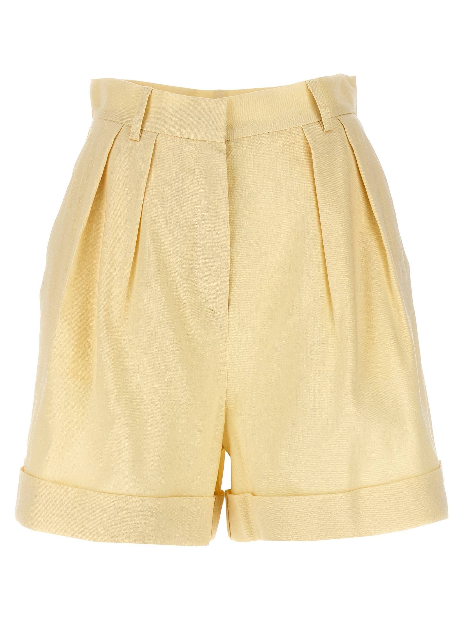 Bicolor Linen Bermuda Shorts
