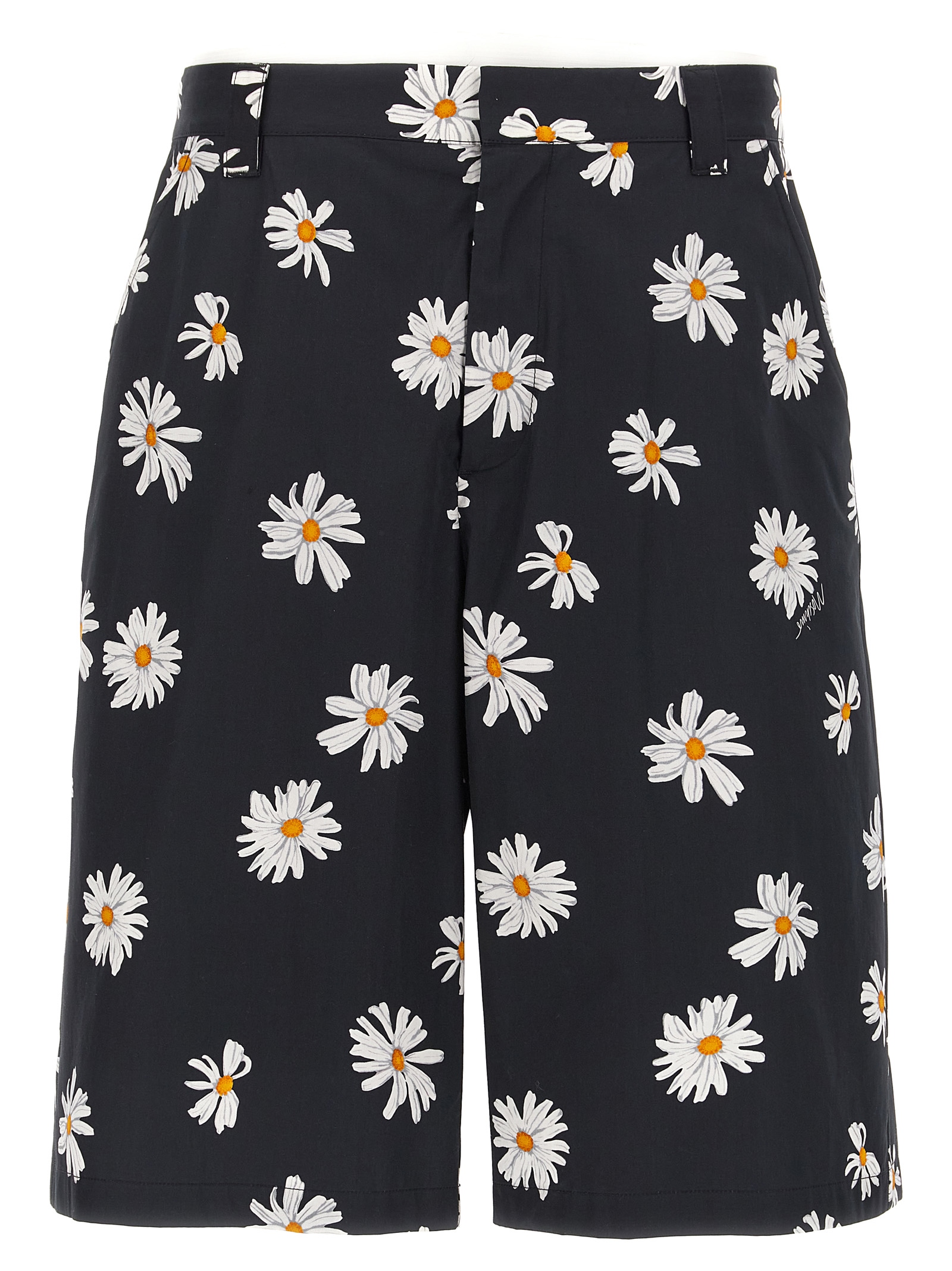 Black Cotton Bermuda Shorts