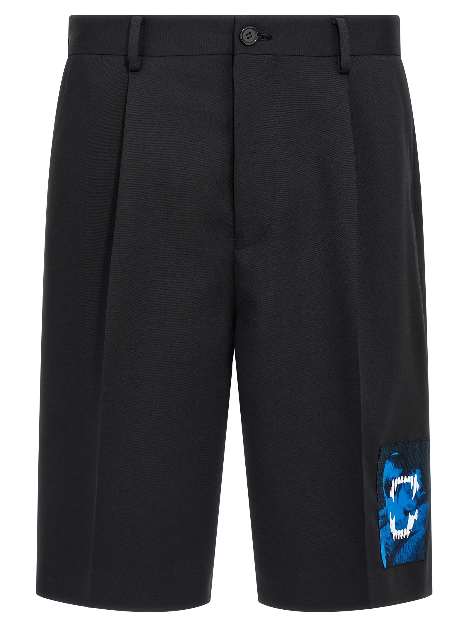 Black Polyester Bermuda Shorts