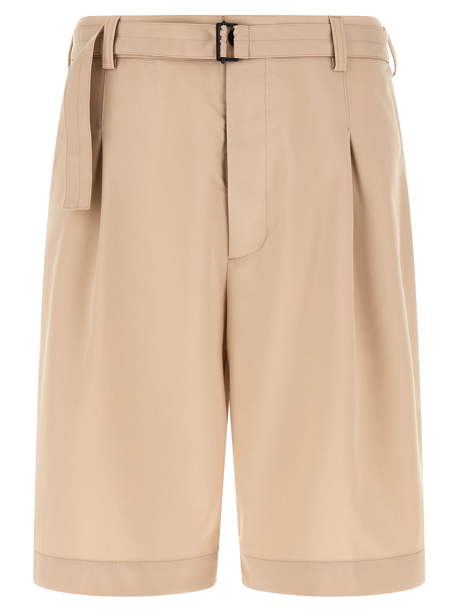 Beige Polyester Bermuda Shorts