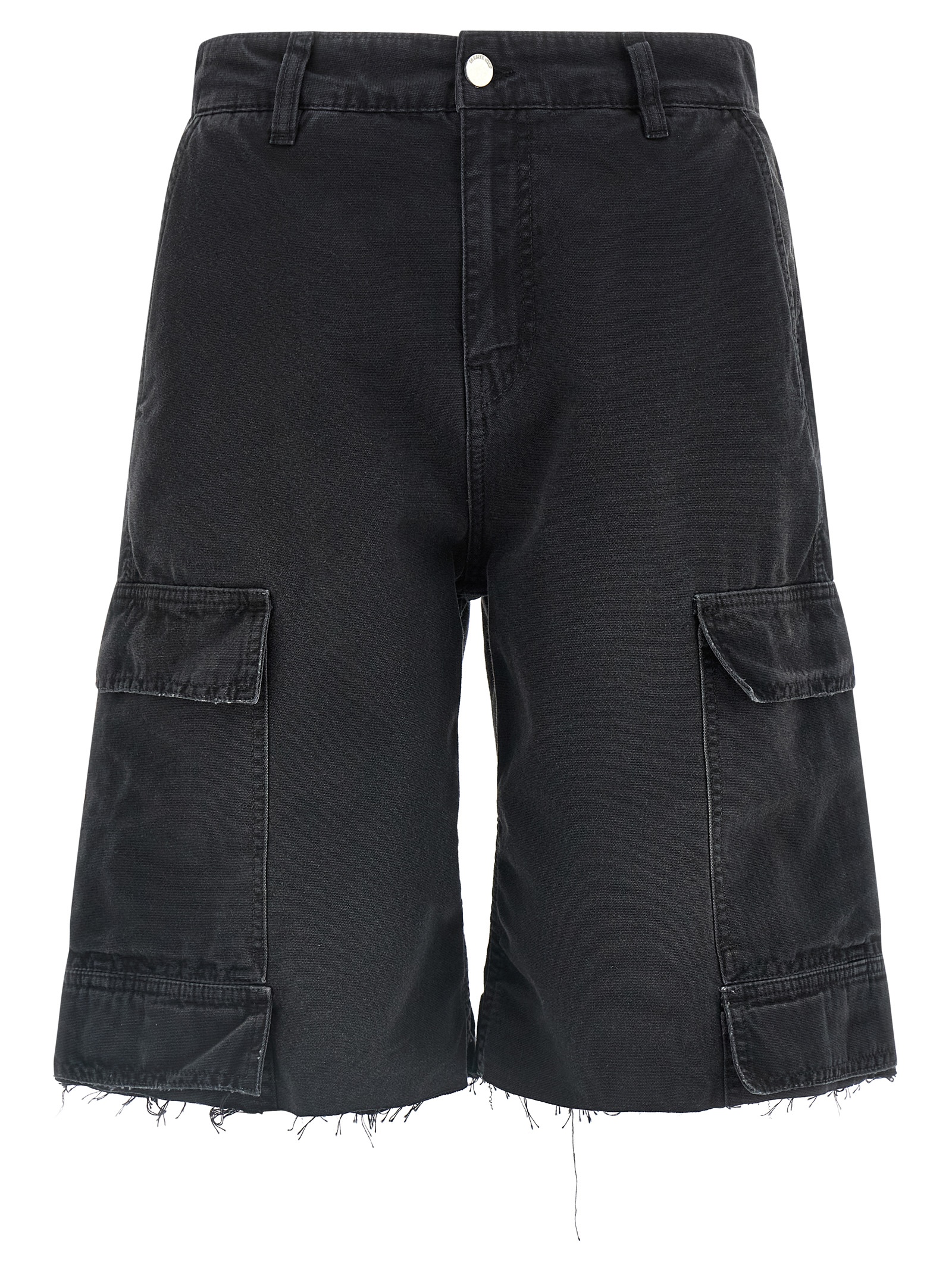 Black Cotton Bermuda Shorts