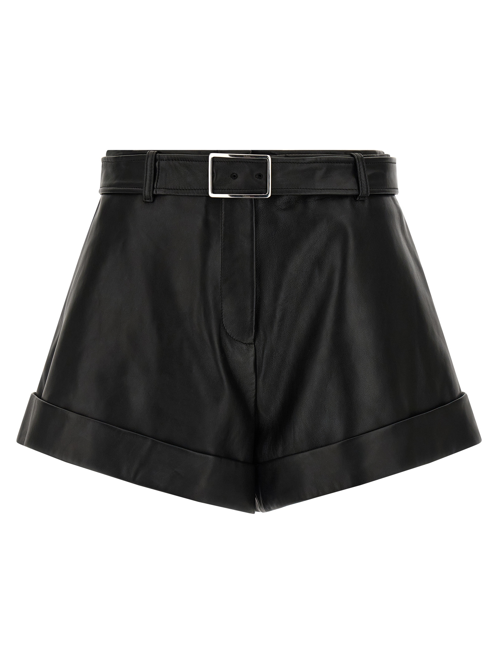 Black Lamb Leather Bermuda Shorts