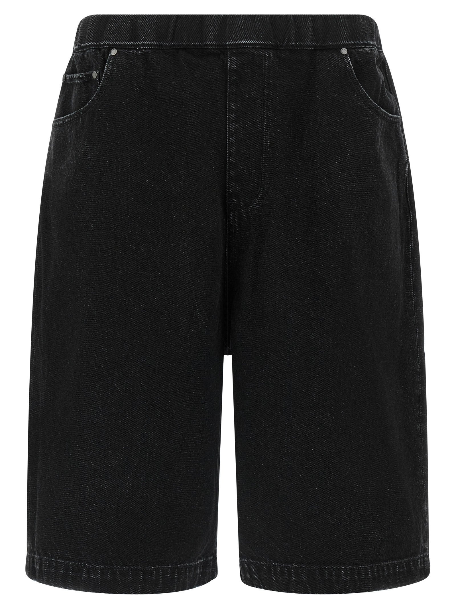Black Cotton Bermuda Shorts