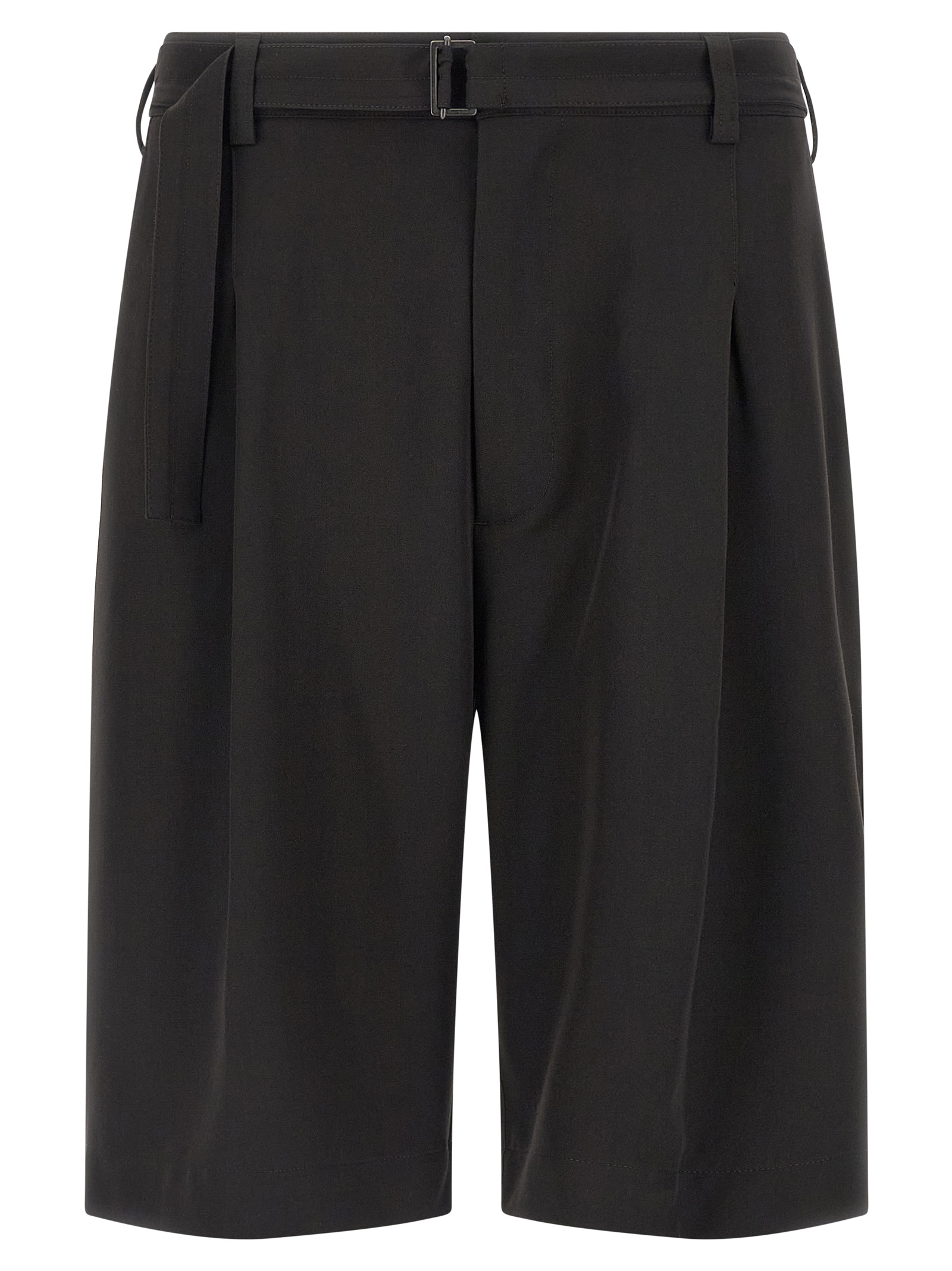 Black Polyester Bermuda Shorts