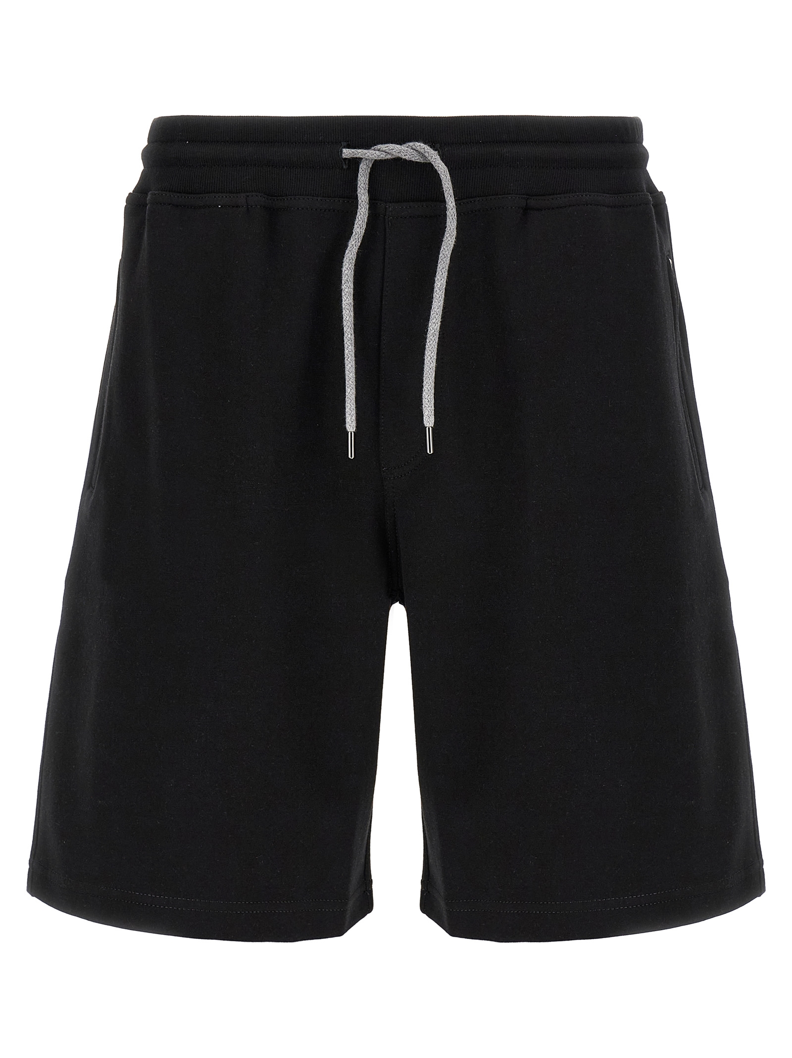Black Cotton Bermuda Shorts