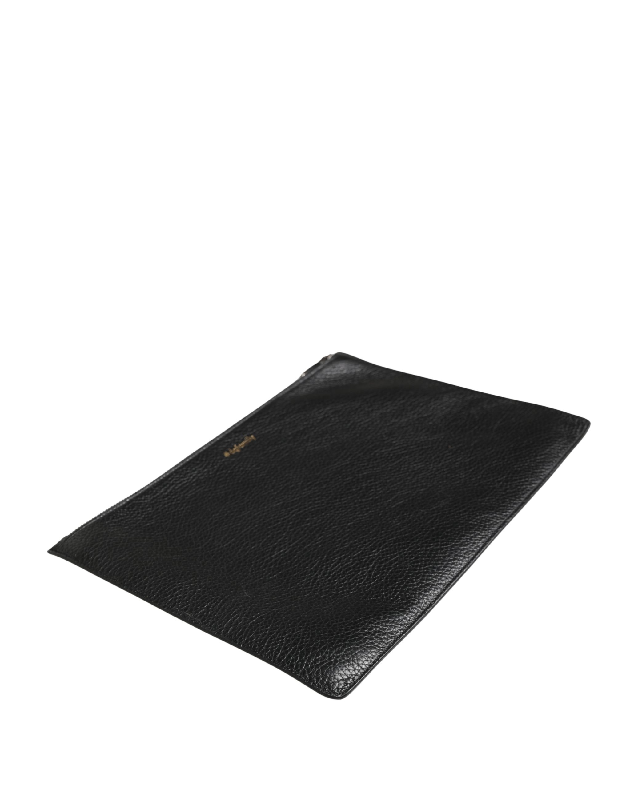 Dolce & Gabbana Black #DGFamily Embellished Leather Clutch Borse Men's Bag