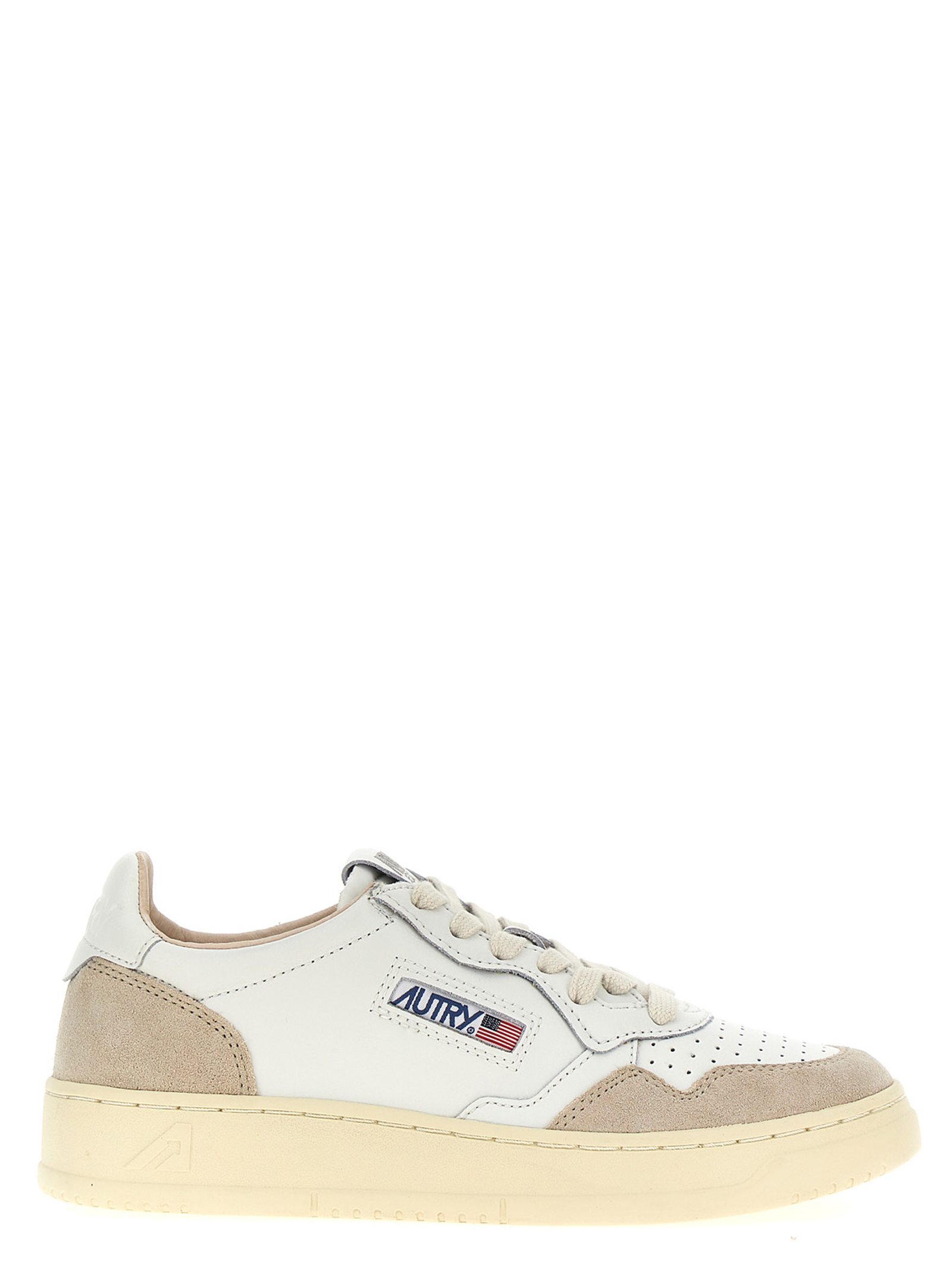 Beige Cowhide Low Top Sneakers