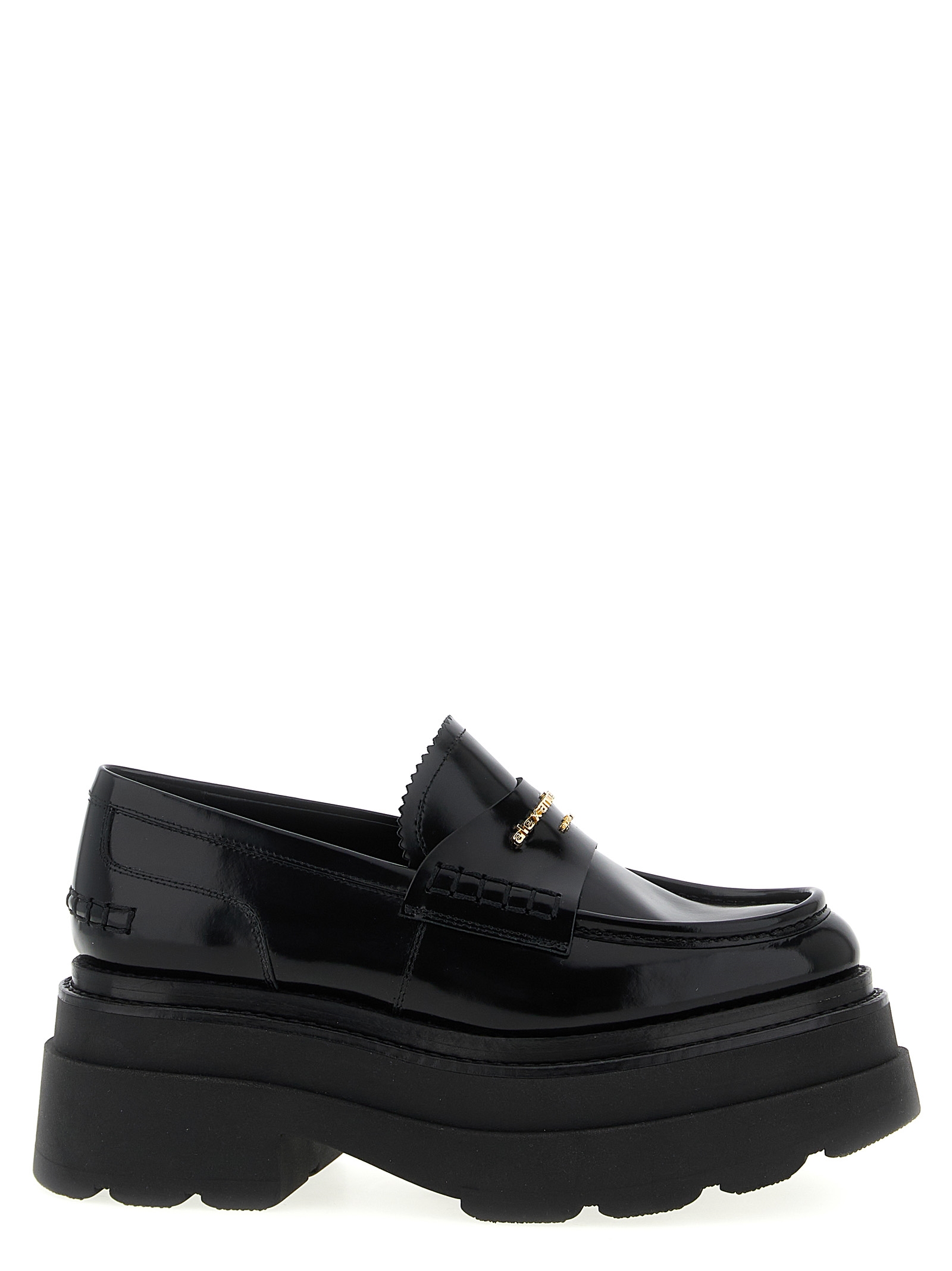 Black Cowhide Platform Loafers