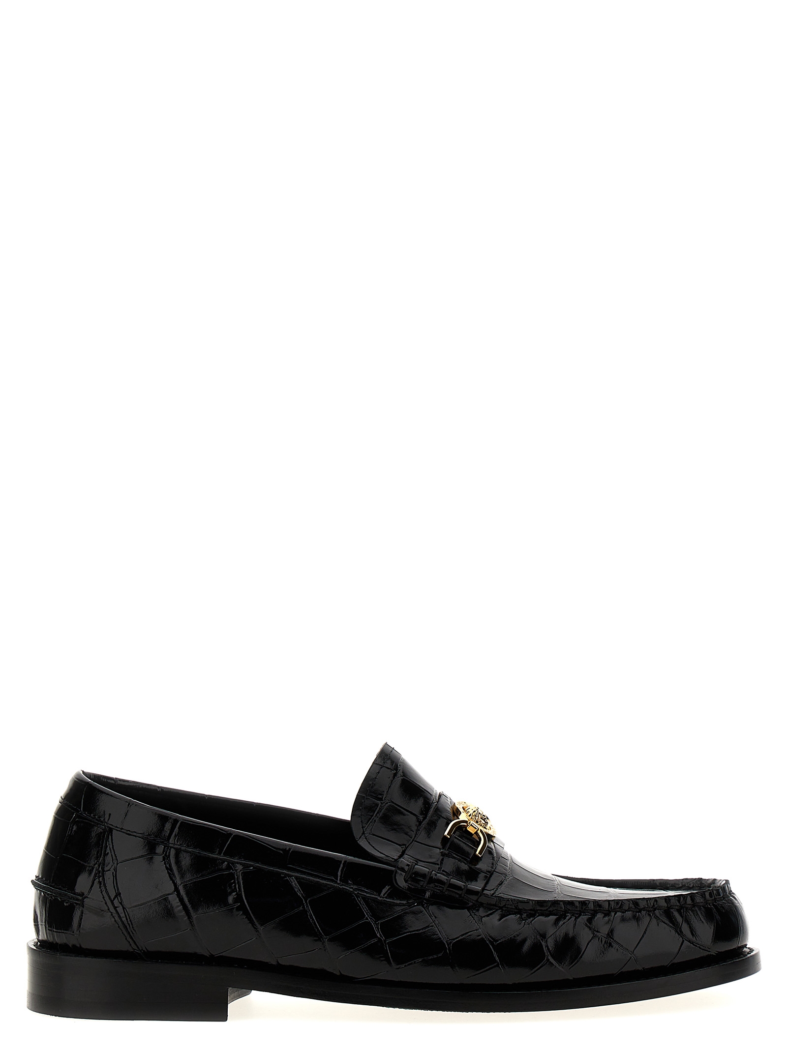 Black Velvet Leather Slip-On Loafers