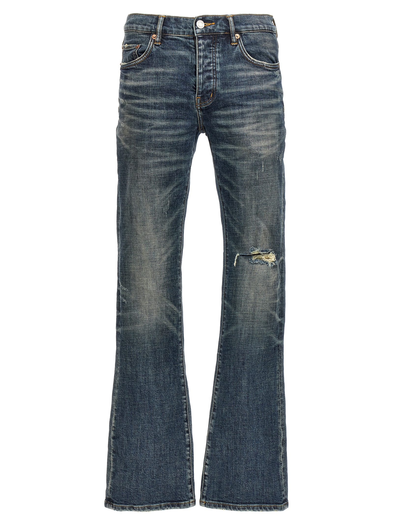 Blue Cotton Flared Jeans