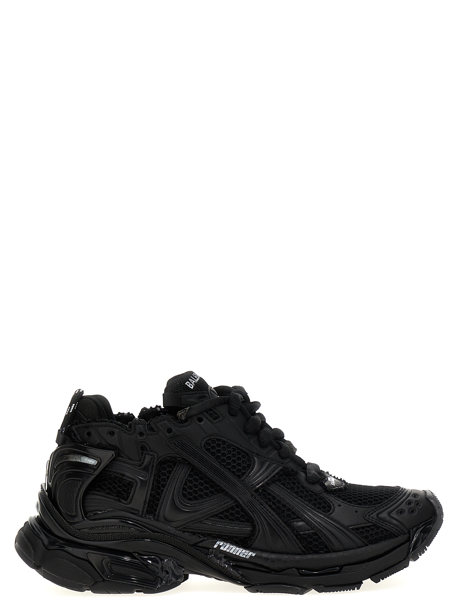 Black Polyester Athletic Sneakers