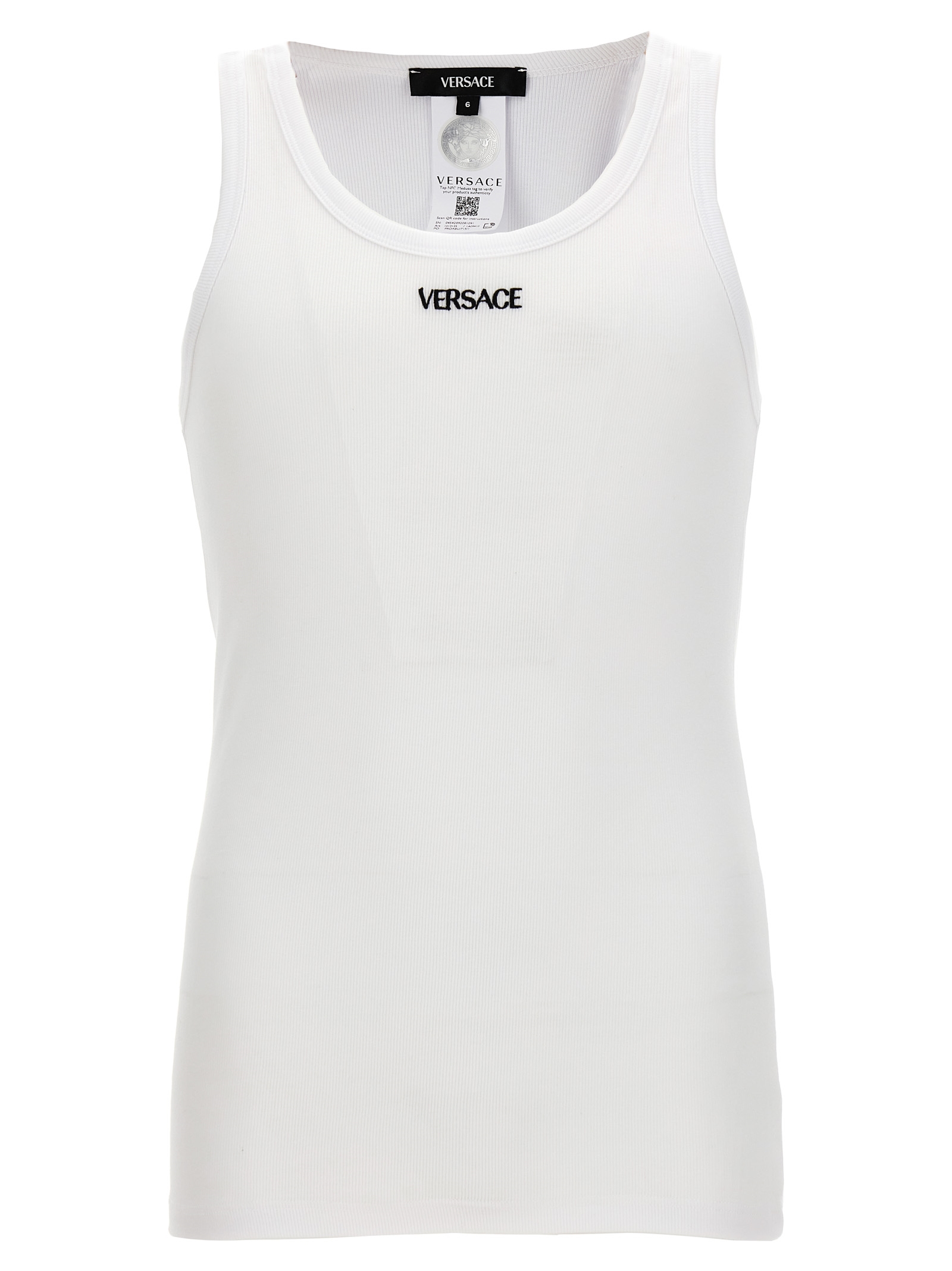 White Cotton Sleeveles T-Shirt