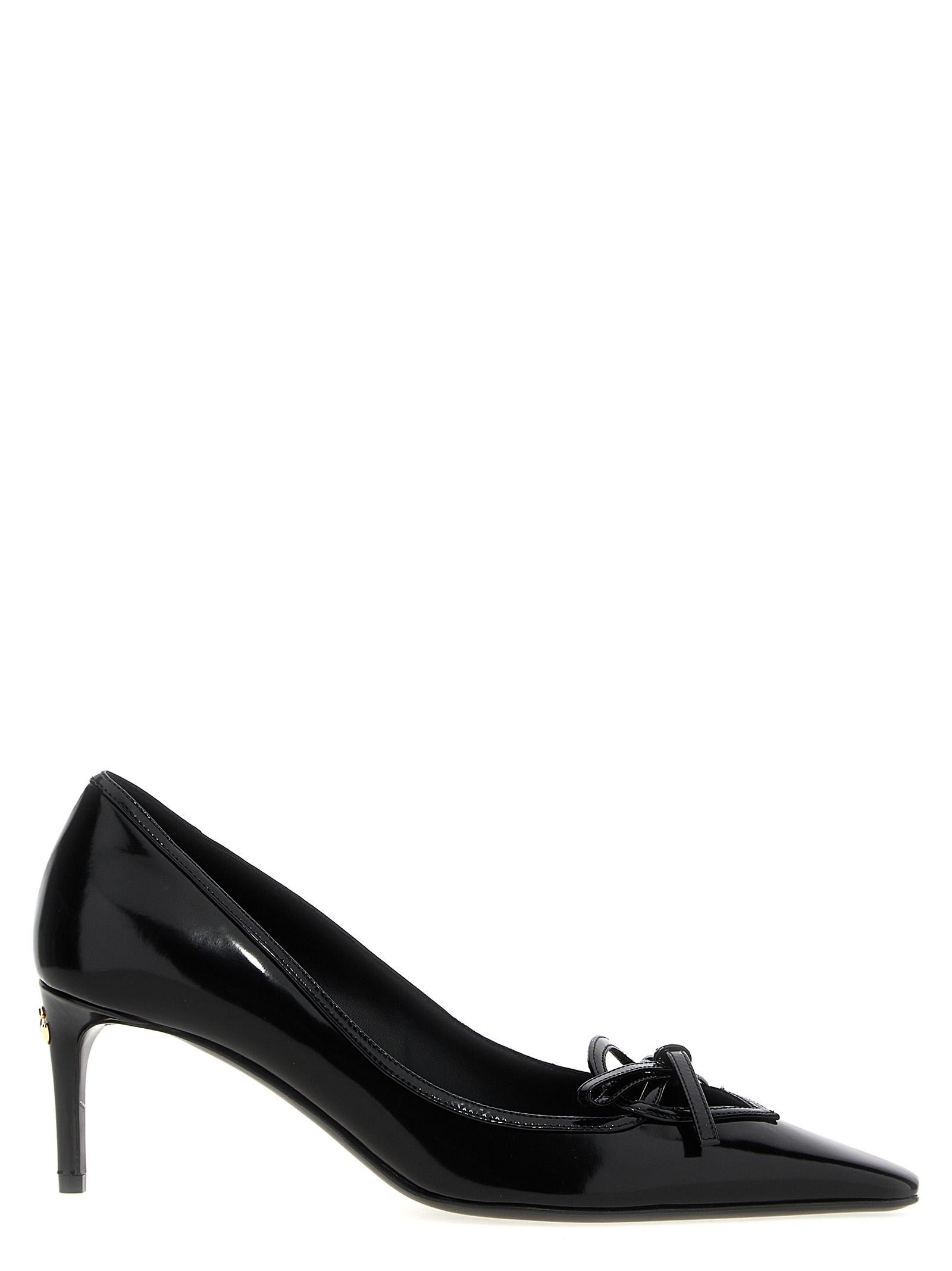 Black Calfskin Mid Heel Pumps