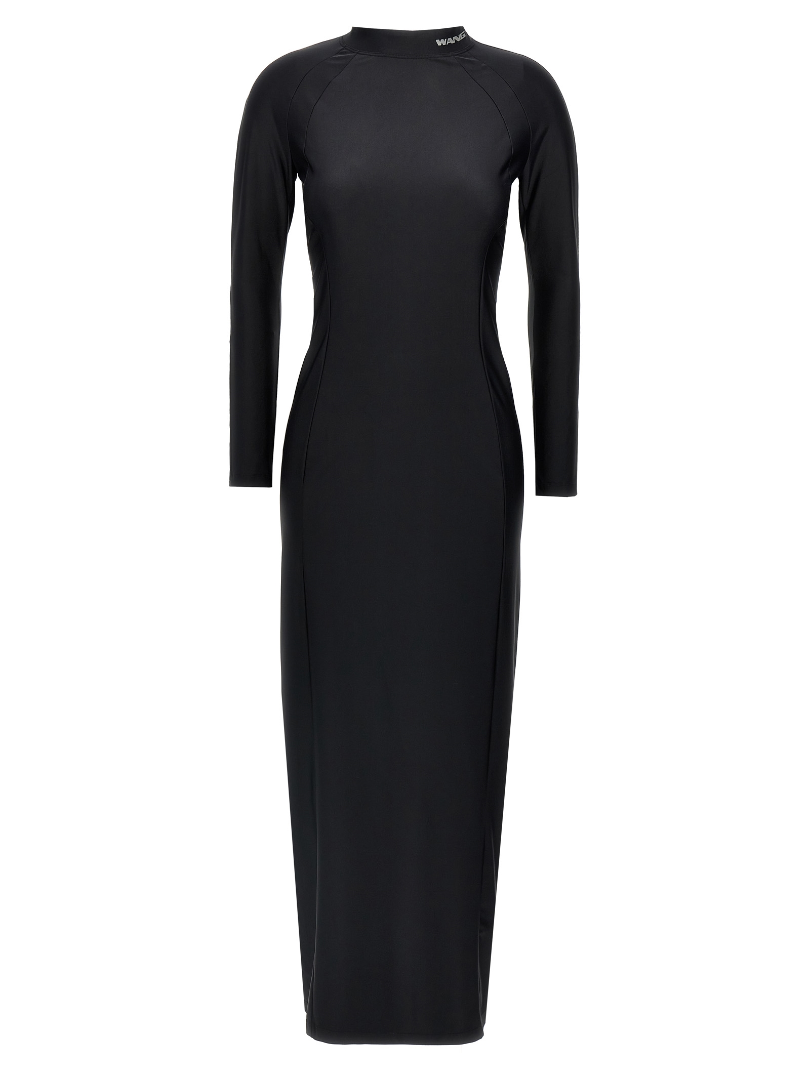 Black Nylon Midi Dress